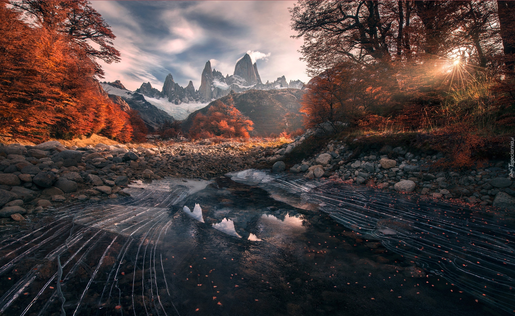 Jesień, Góry, Szczyt Fitz Roy, Patagonia, Argentyna