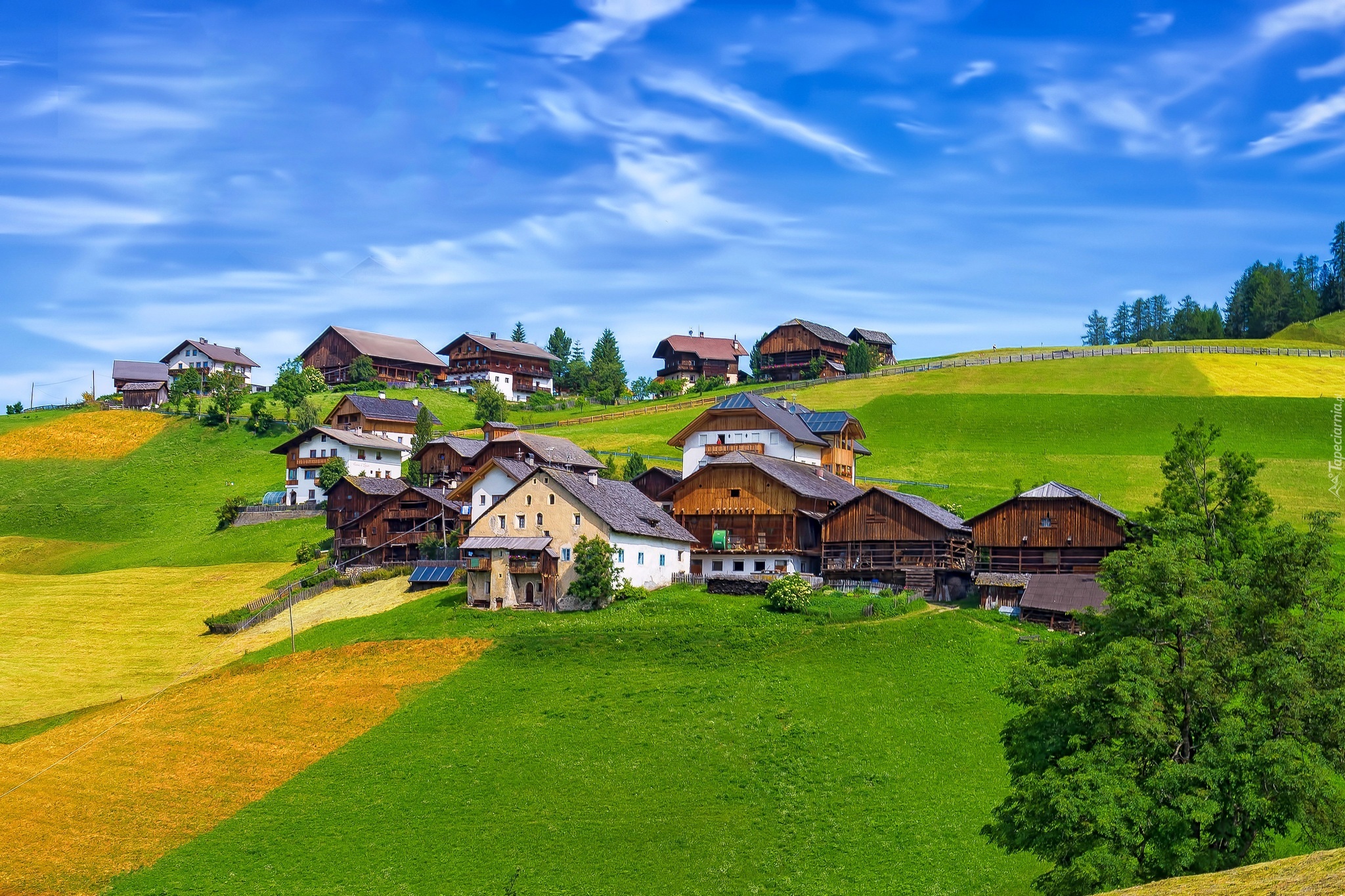 Włochy, Górska, Wioska, Pola