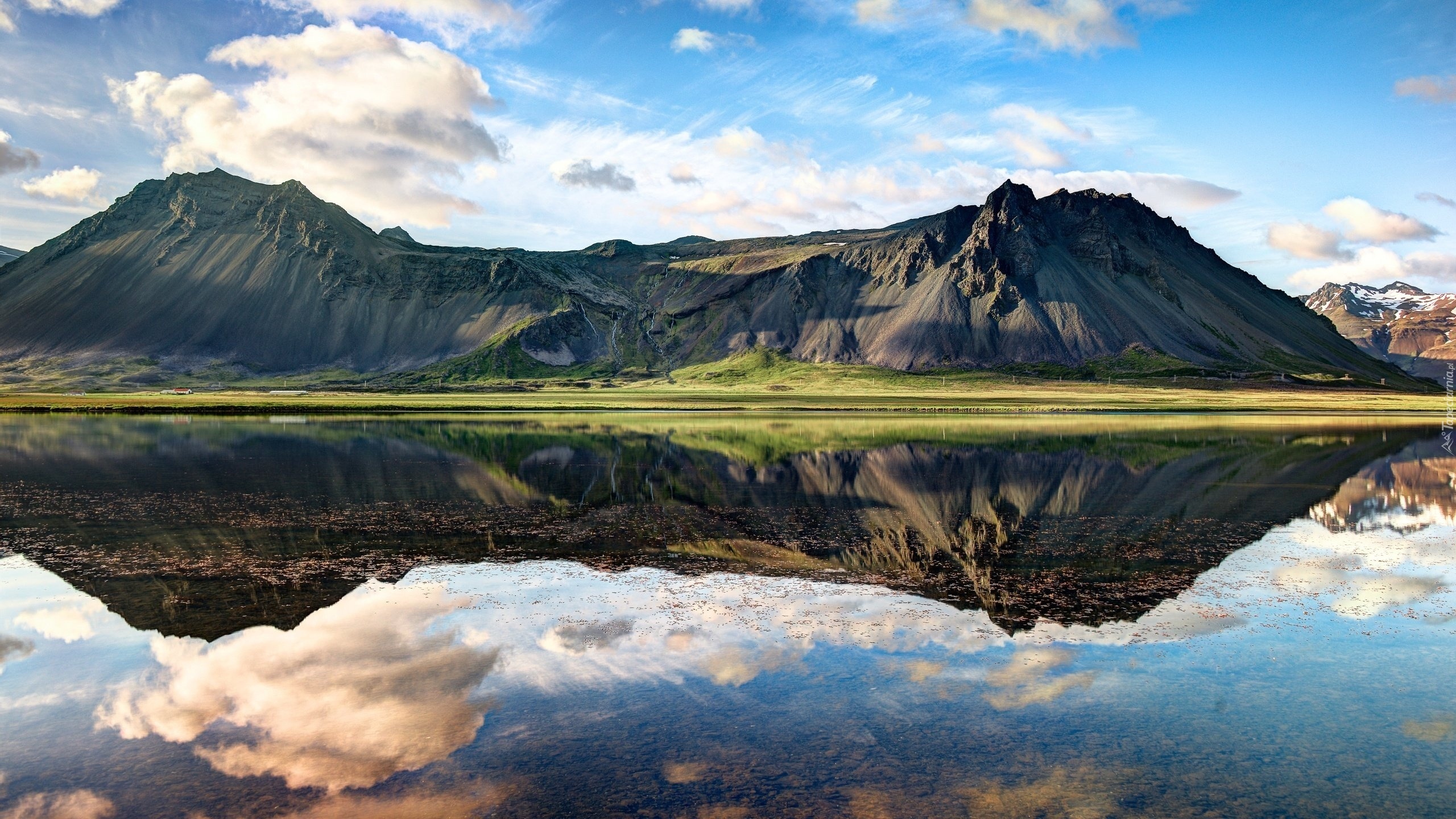 Islandia, Góry, Jezioro, Odbicie