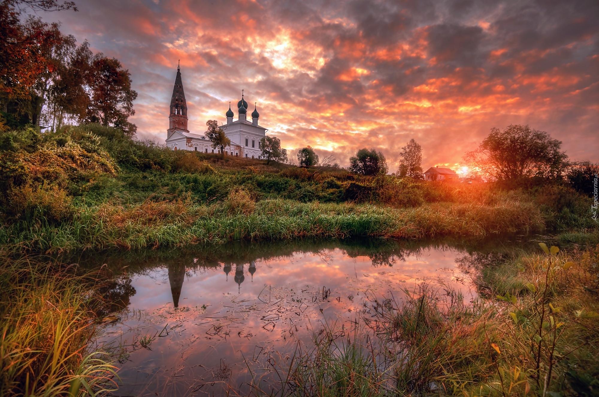 Cerkiew, Rzeka, Zachód Słońca