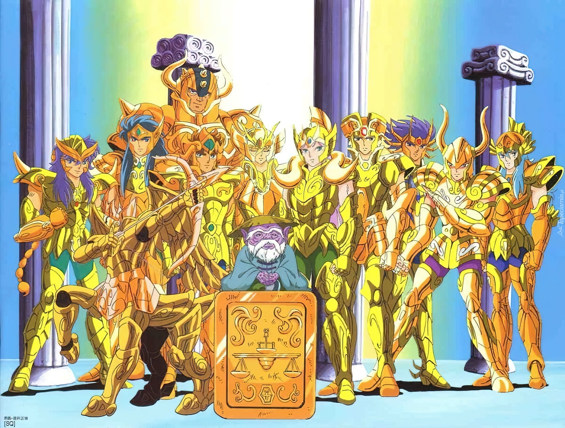 Saint Seiya, gold, ludzie, kolumny