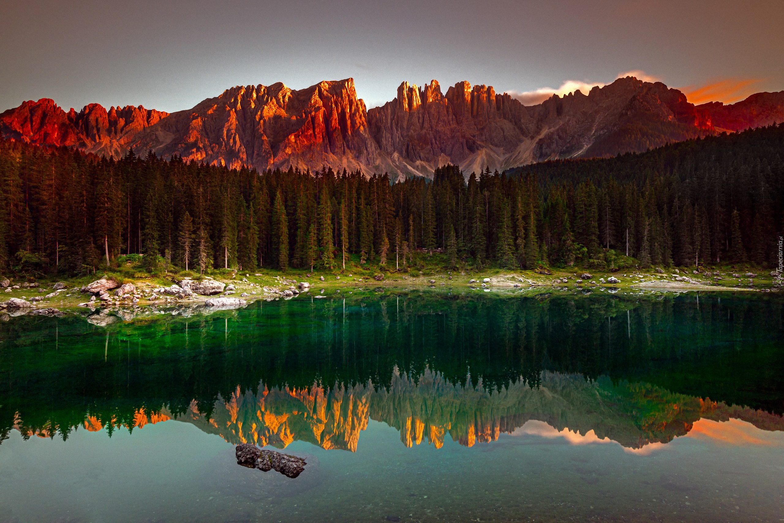 Karersee, Tyrol Południowy, Włochy, Jezioro, Góry