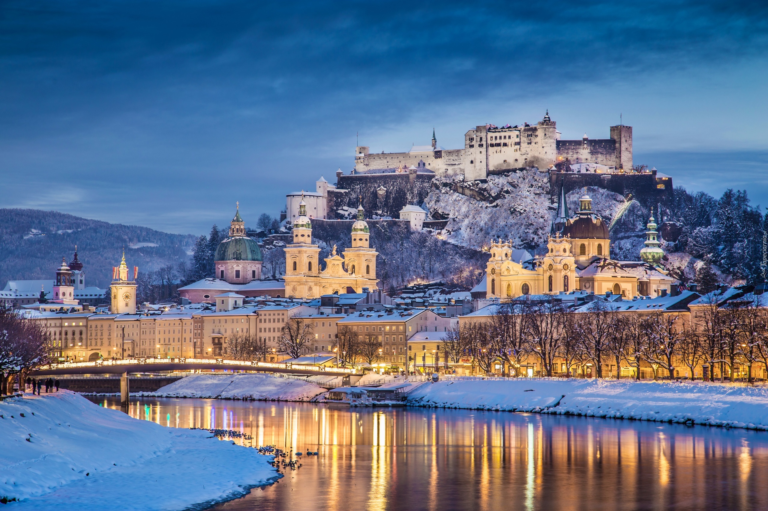 Twierdza Hohensalzburg, Hohensalzburg Castle, Wzgórze Festungsberg, Salzburg, Austria, Rzeka Salzach