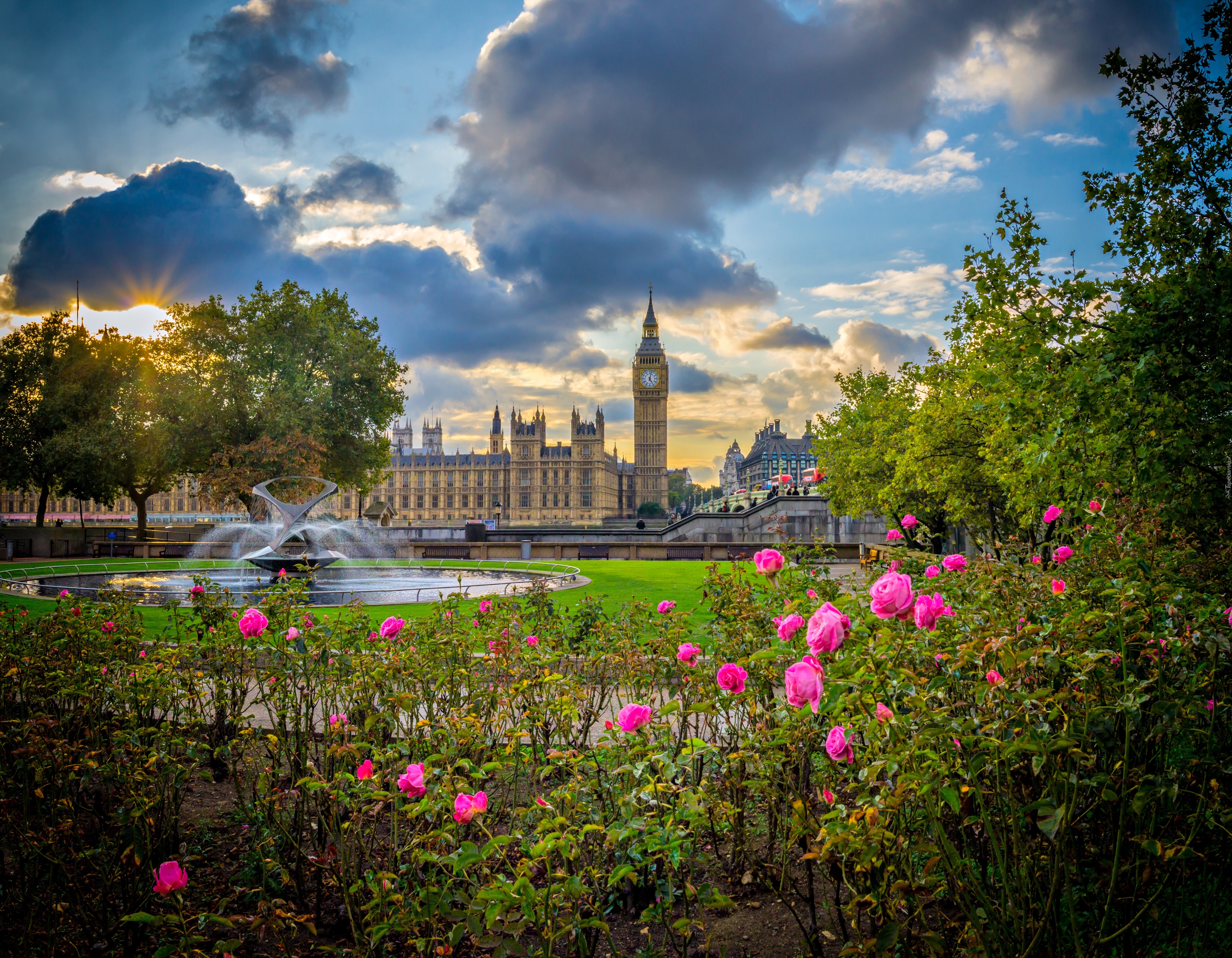 Anglia, Londyn, Fontanna, Pałac Westminsterski, Big Ben