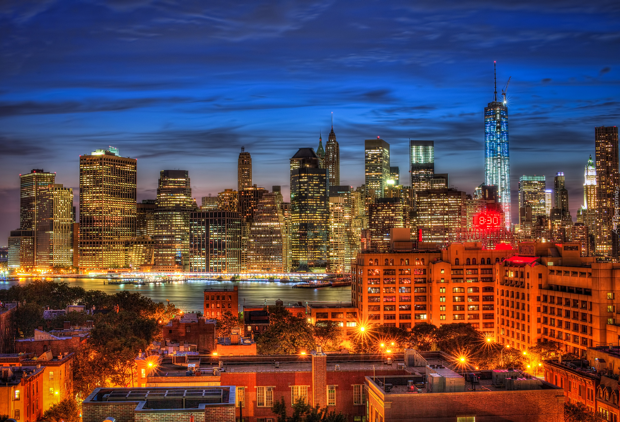 Nowy Jork, USA, World Trade Center, Manhattan, Noc