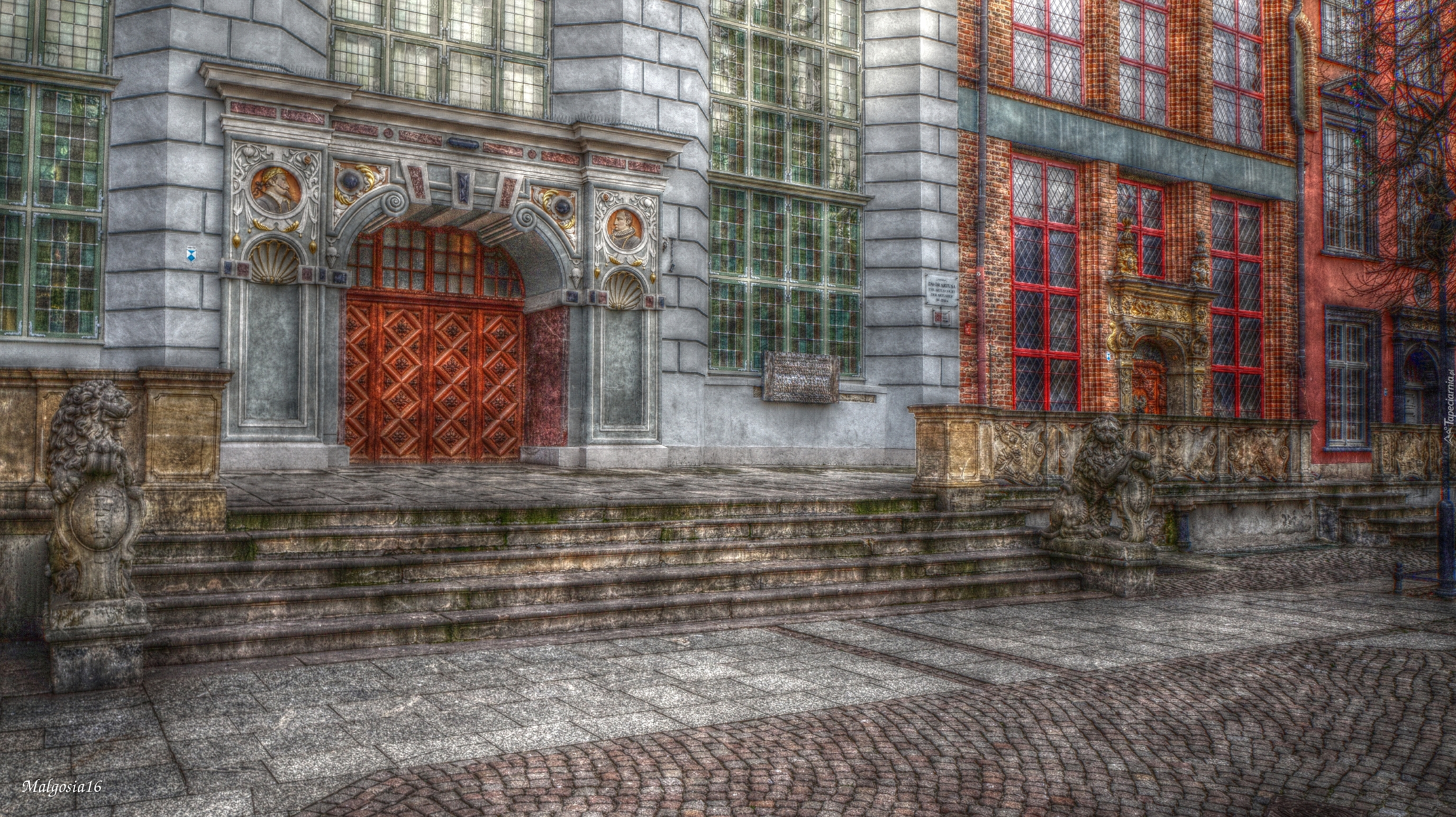 Gdańsk, Budowla, Dwór Artusa, Drzwi, HDR