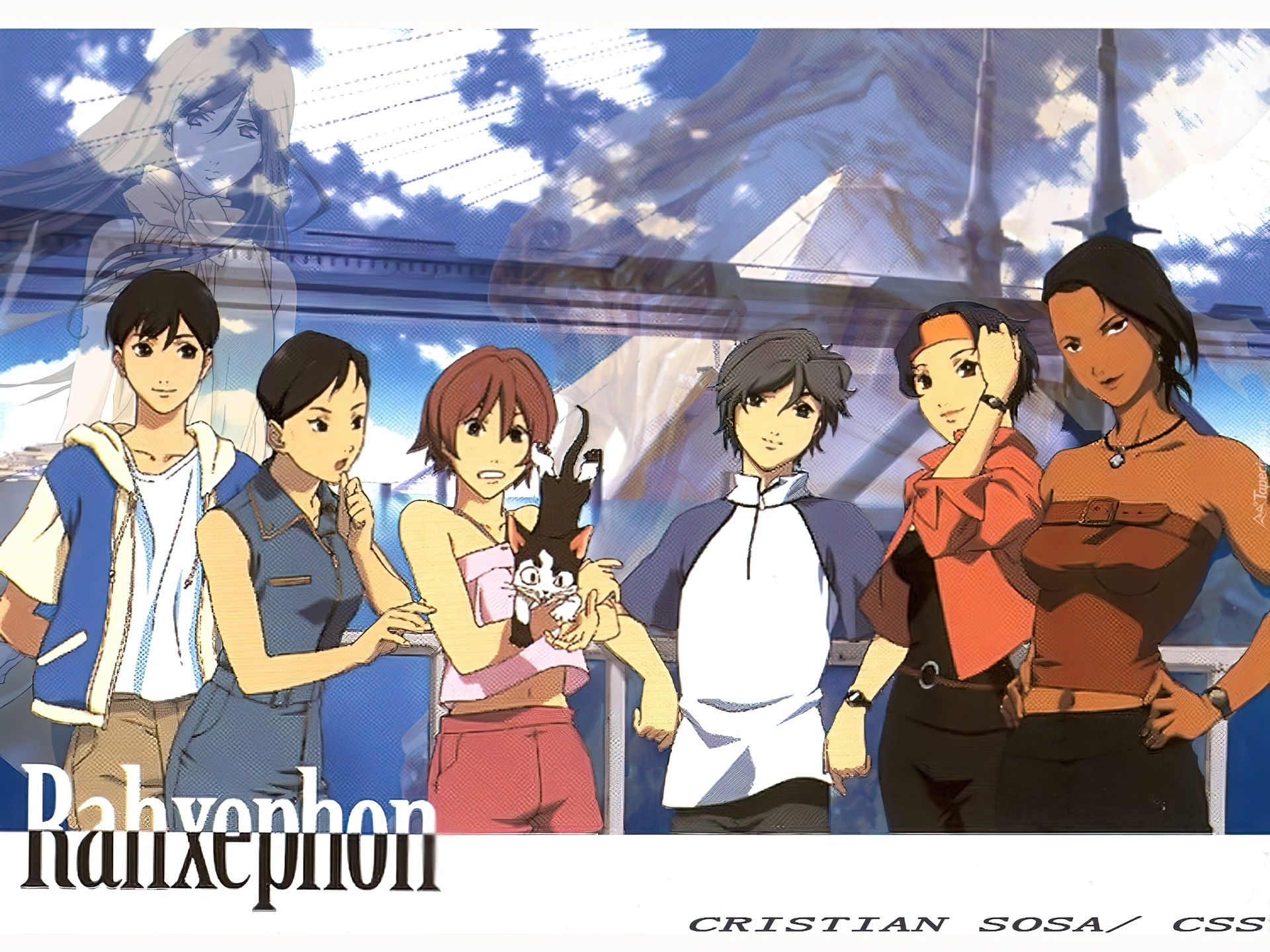 Rahxephon, ludzie, kot, most