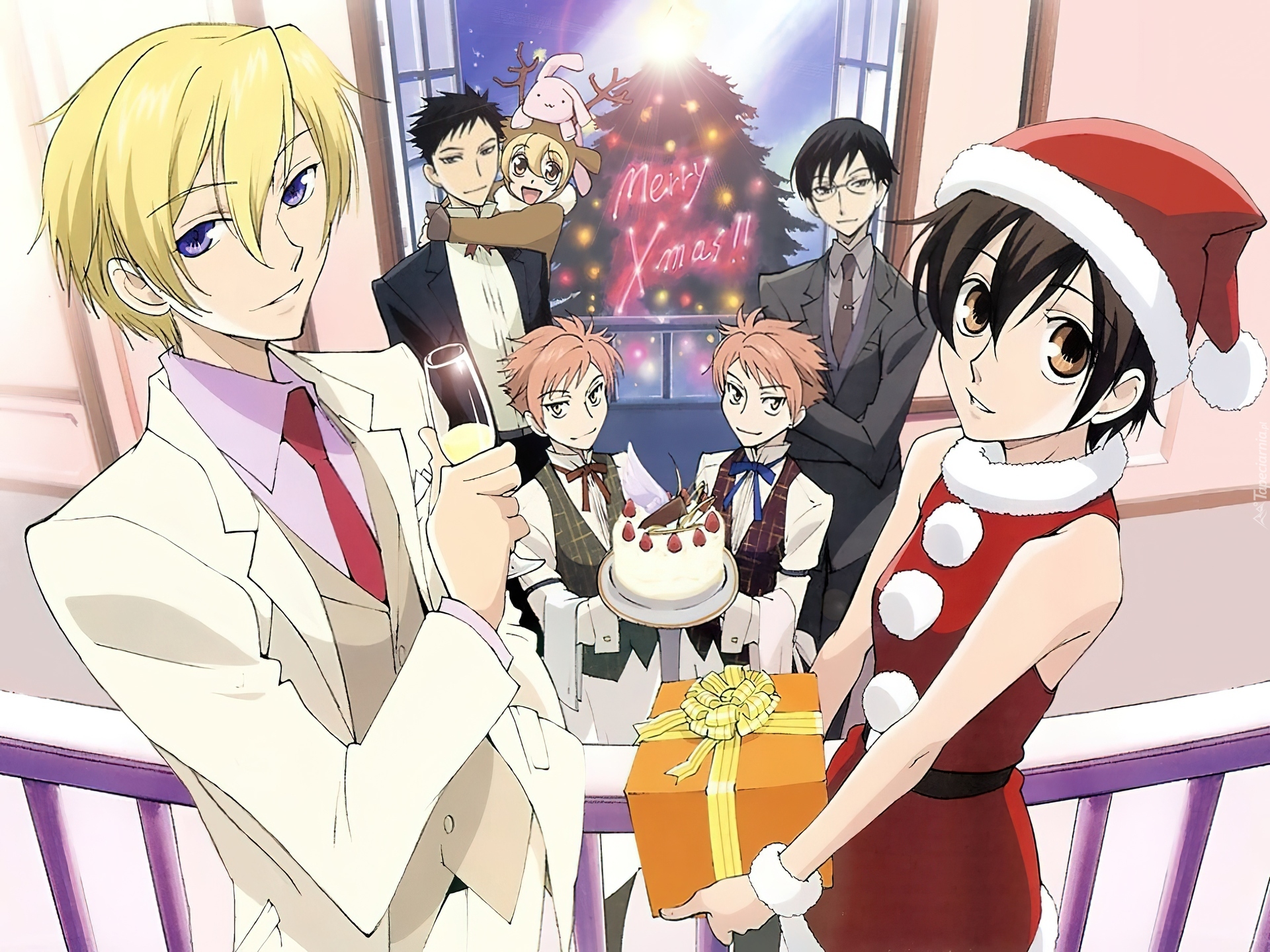 Ouran High School Host Club, ludzie, prezent, kieliszek