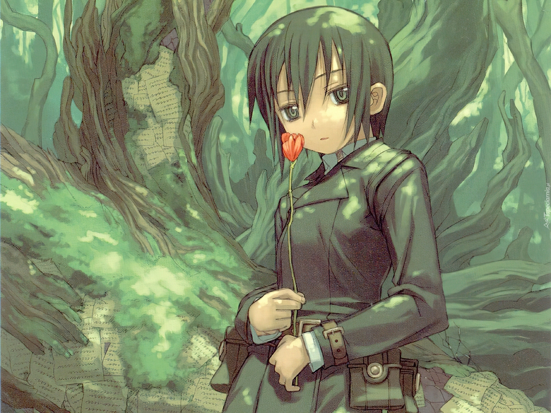 Kino No Tabi, kwiatek, osoba, las