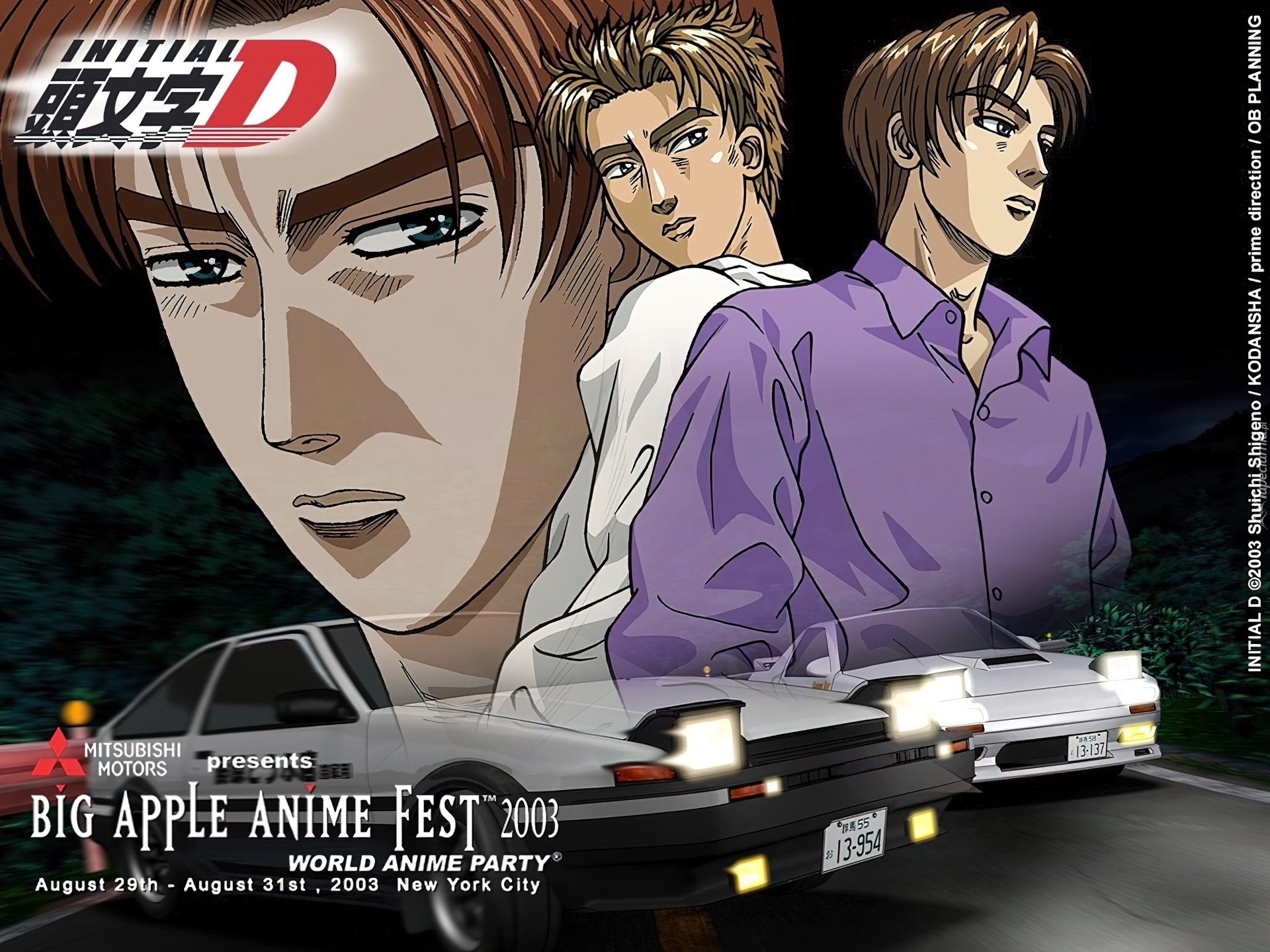 Initial D, ludzie, night, auto