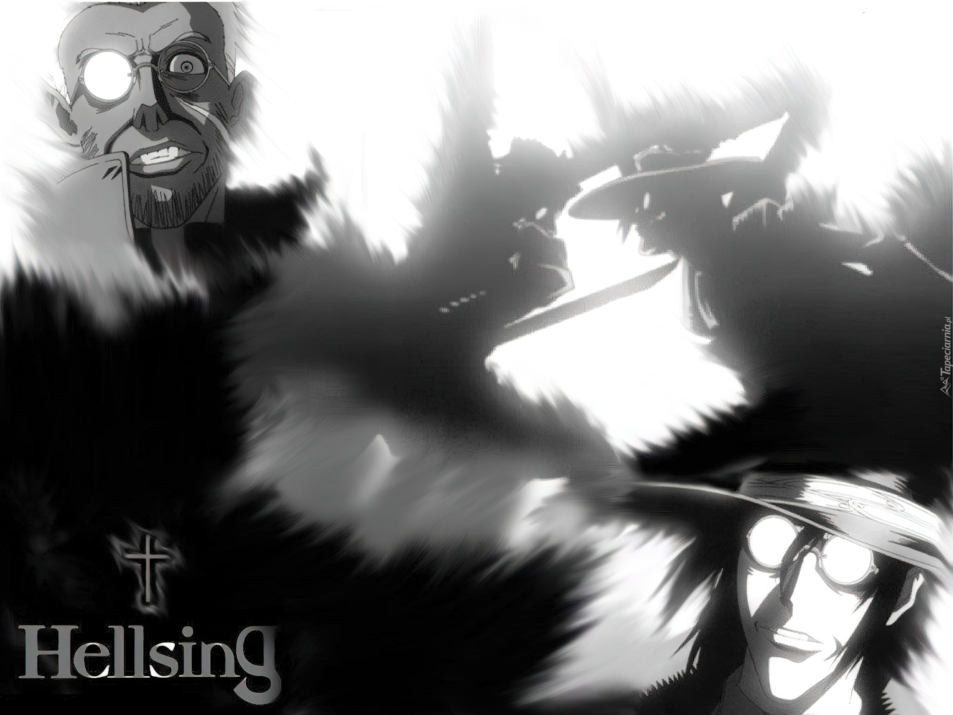 Hellsing, cross, ludzie, okulary