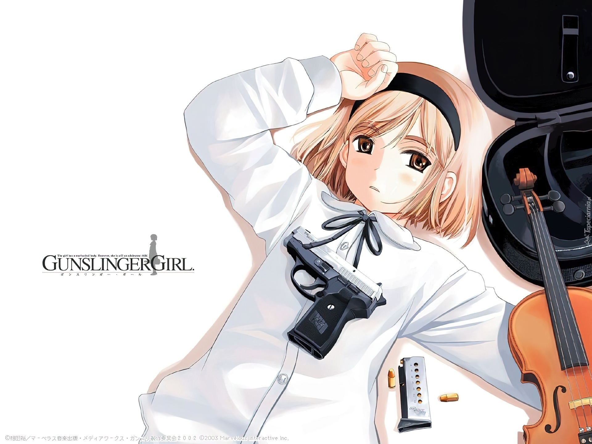 Gunslinger Girl, dziewczyna, pistolet, skrzypce