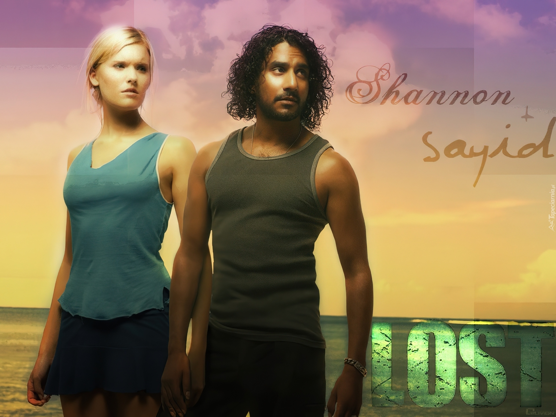 Serial, Zagubieni, Lost, Aktorka, Maggie Grace, Aktor, Naveen Andrews