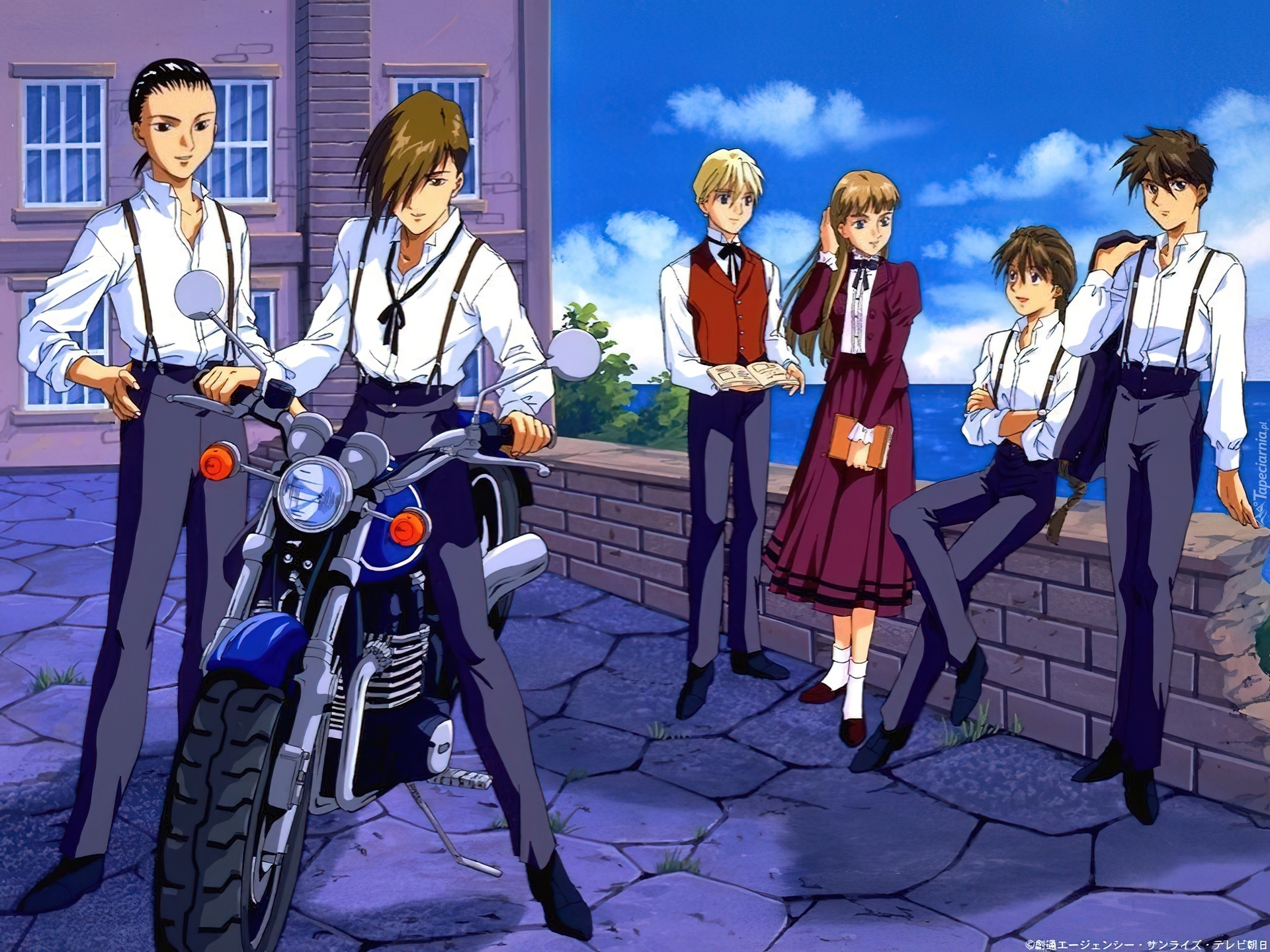 Gundam Wing, ludzie, mur, motor