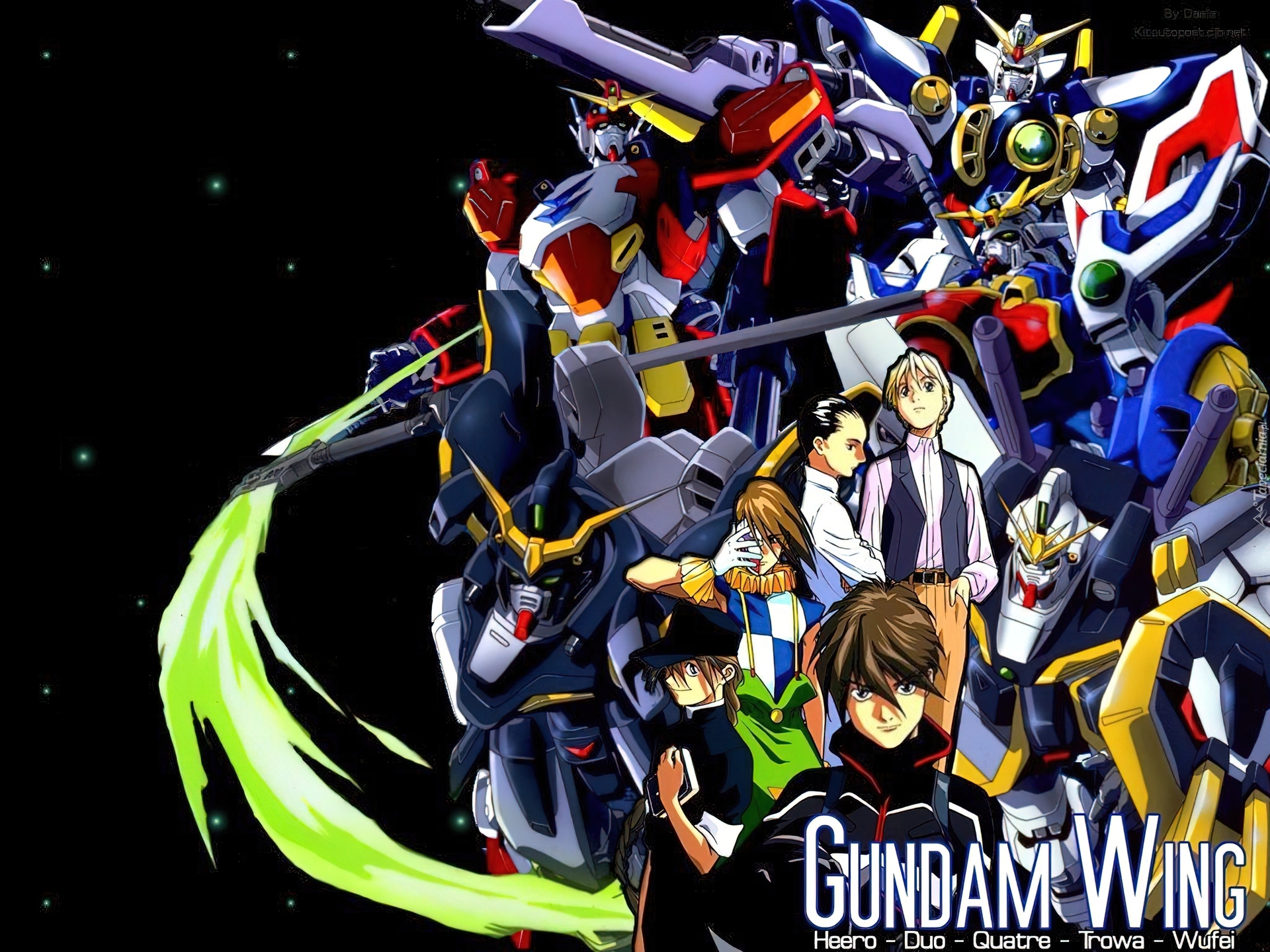 Gundam Wing, roboty, ludzie, drużyna, ekipa