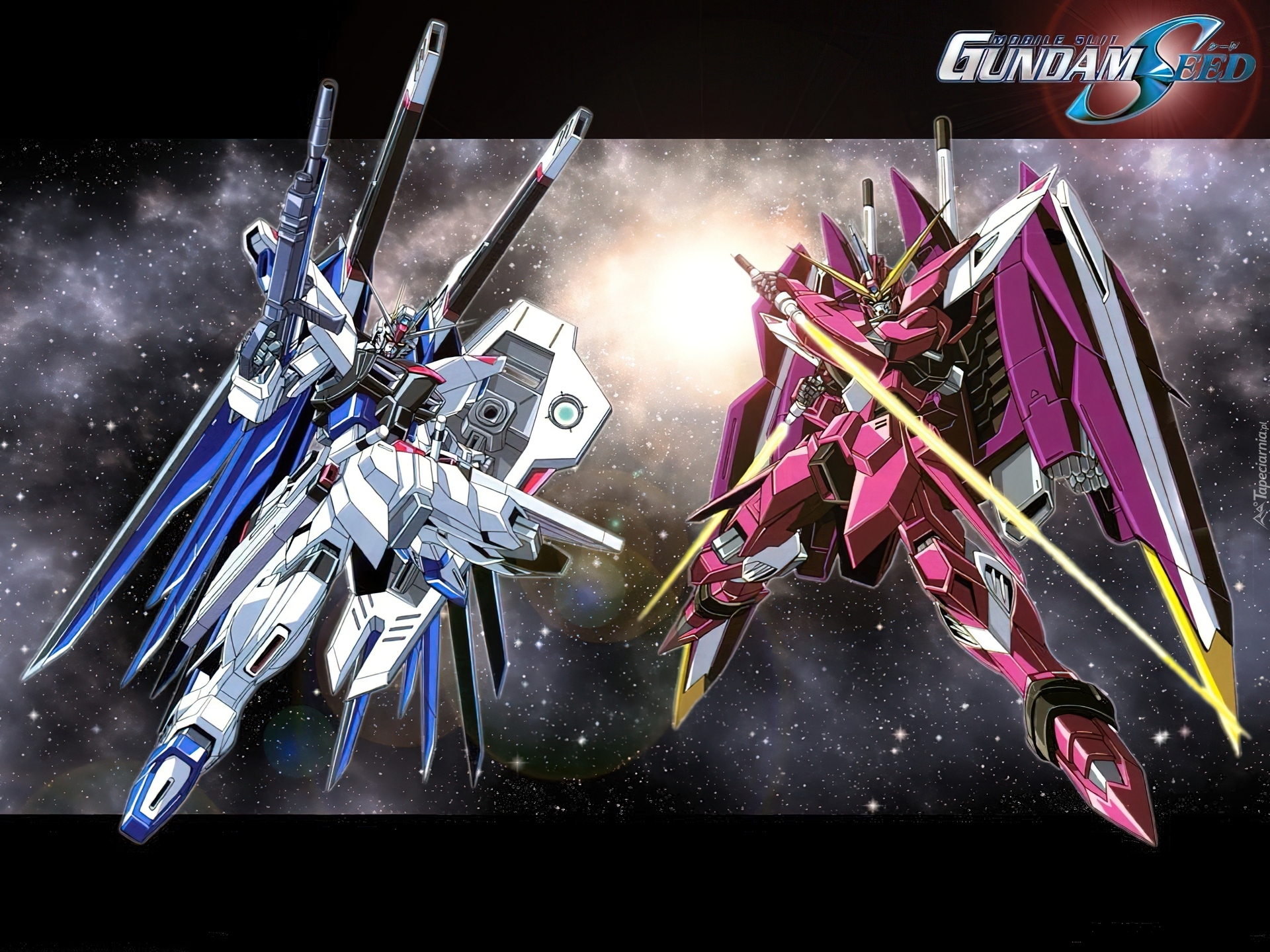 Gundam Seed, napis, logo, kosmos, roboty