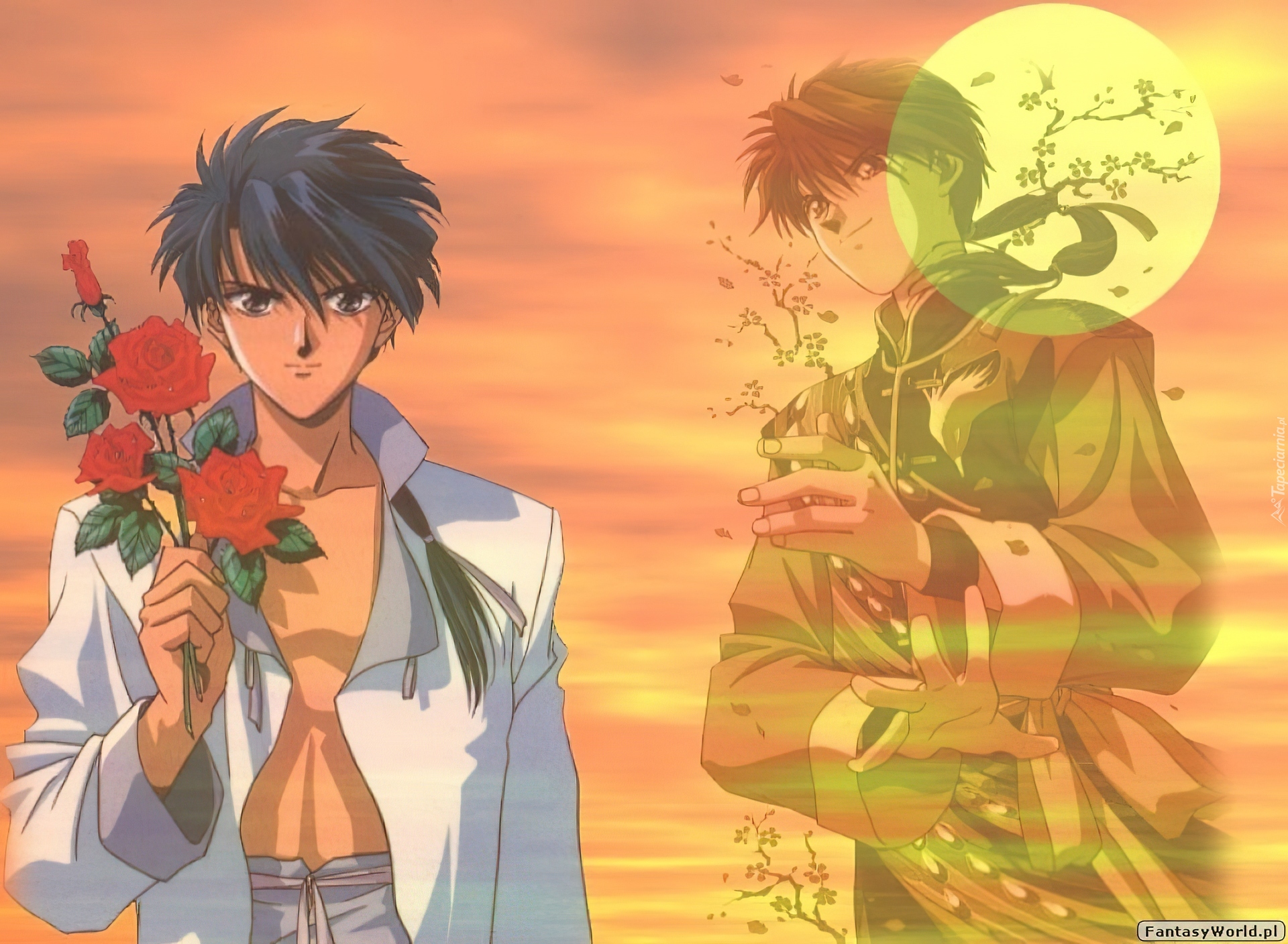 Fushigi Yuugi, fecet, kwiaty, słońce