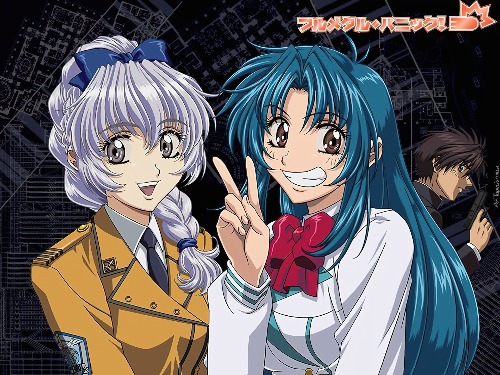 Full Metal Panic, dziewczyny, pistolet, facet