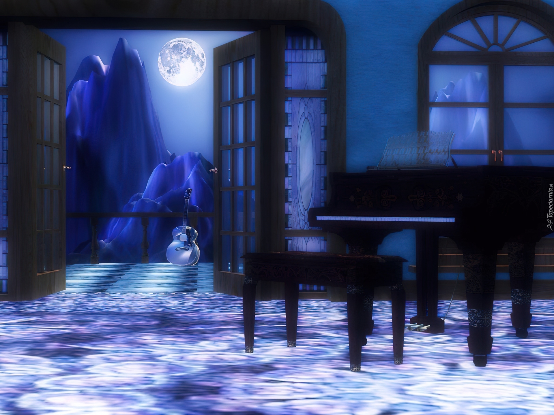 Сияла луна песня. Лунный свет в комнате. Комната залитая лунным светом. Фортепиано ночью в комнате. Комната с пианино арт.