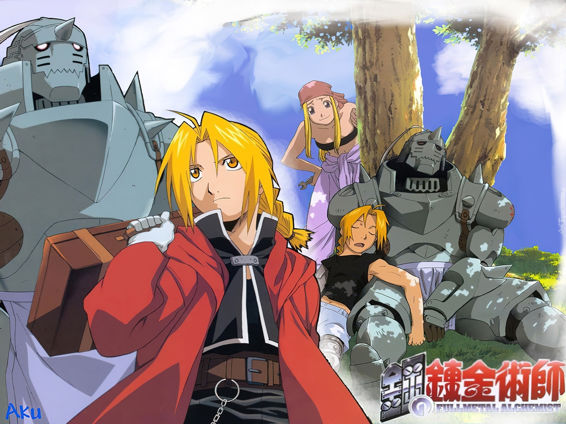 drzewo, Full Metal Alchemist, ludzie, roboty