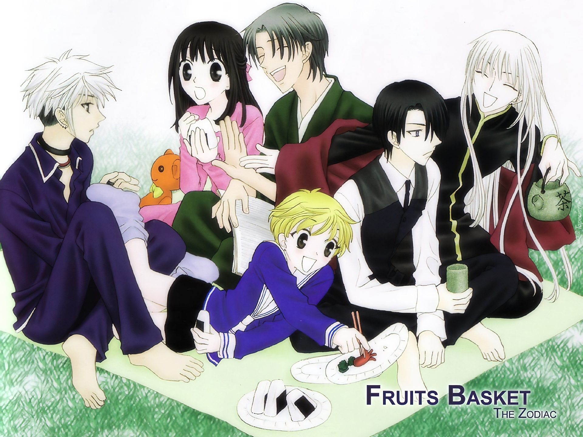 Fruits Basket, ludzie, koc, piknik