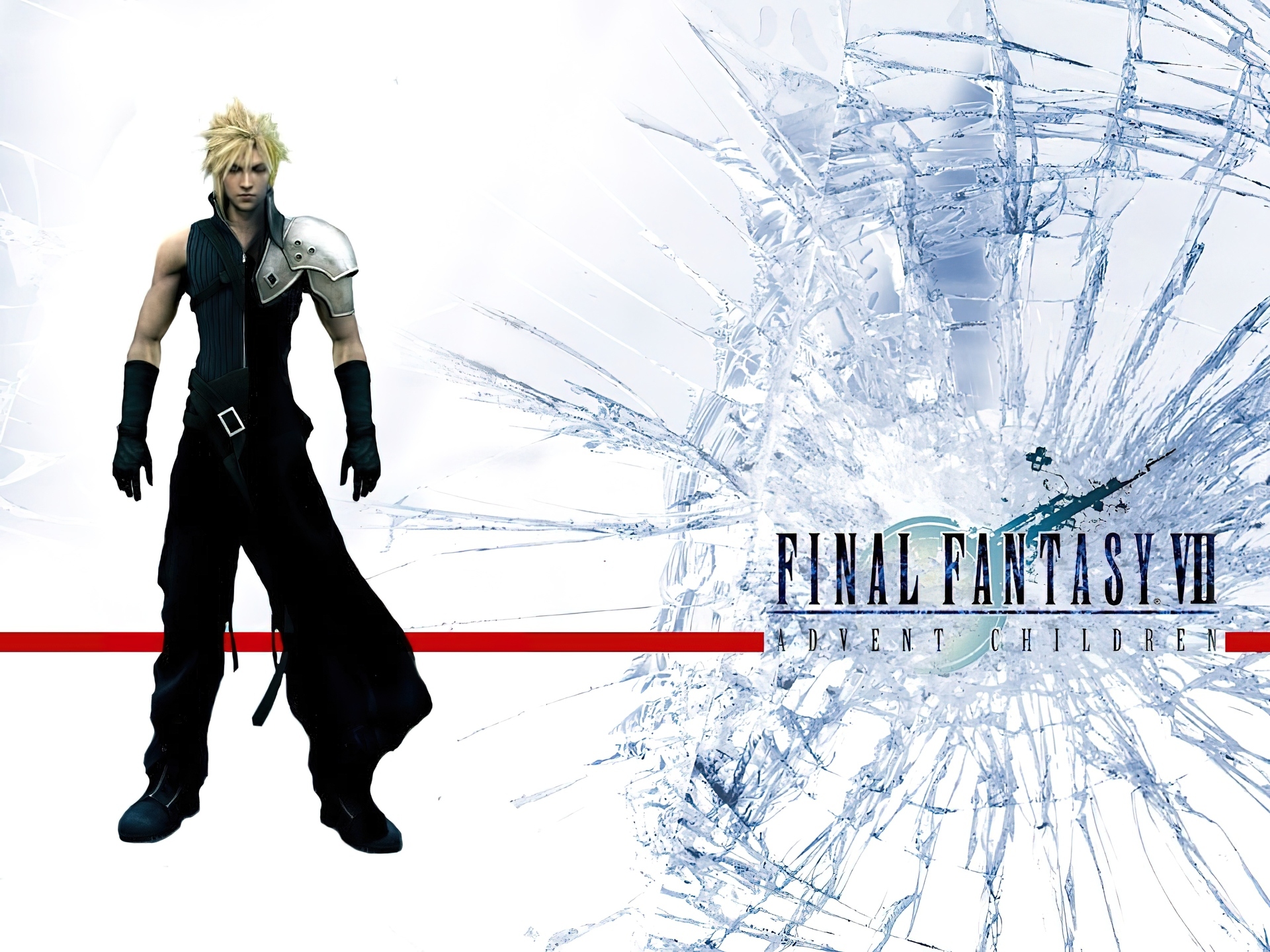 Ff 7 Advent Children, postać, szkło, napis