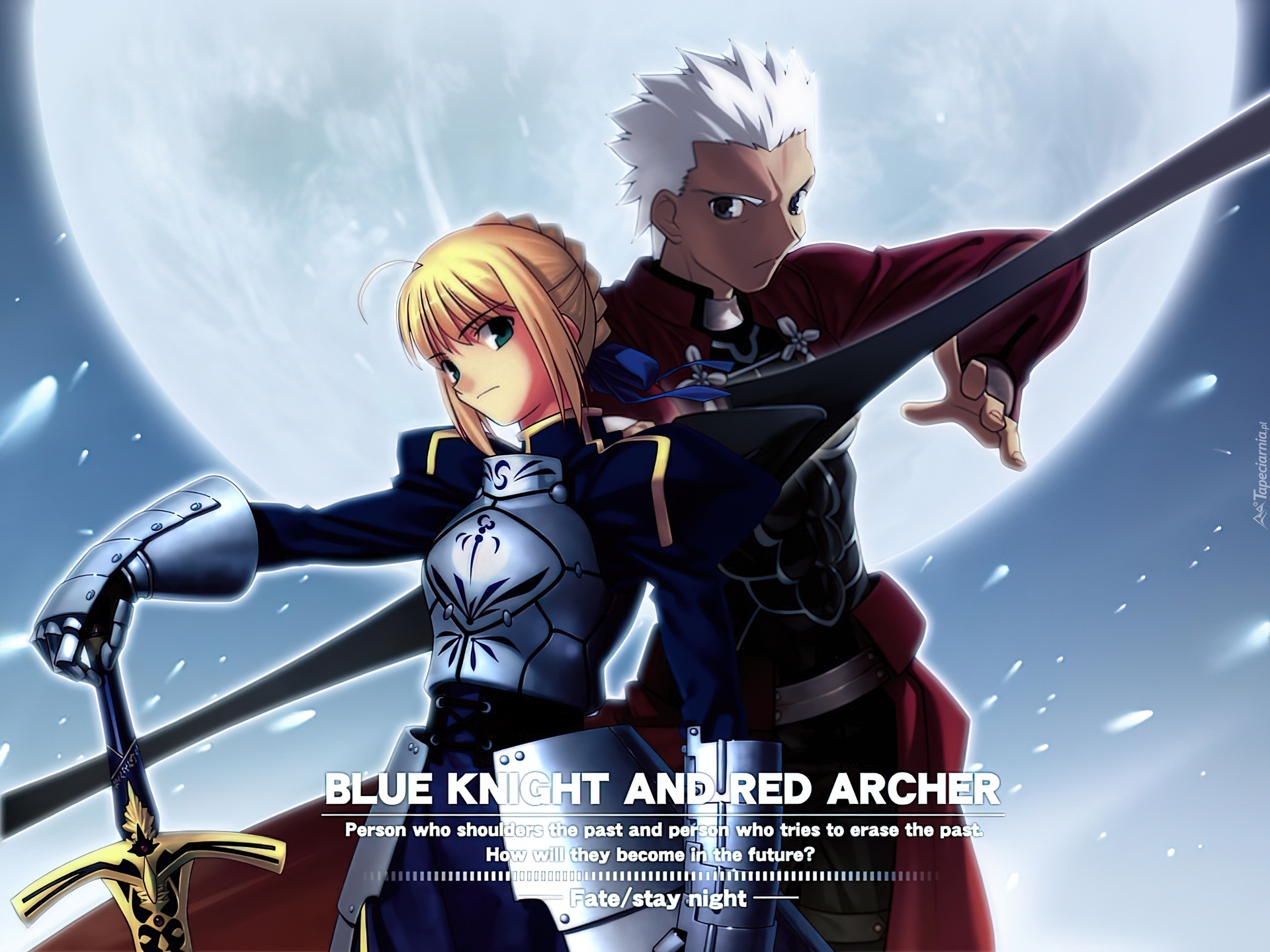 Fate Stay Night, ludzie, napisy, miecz