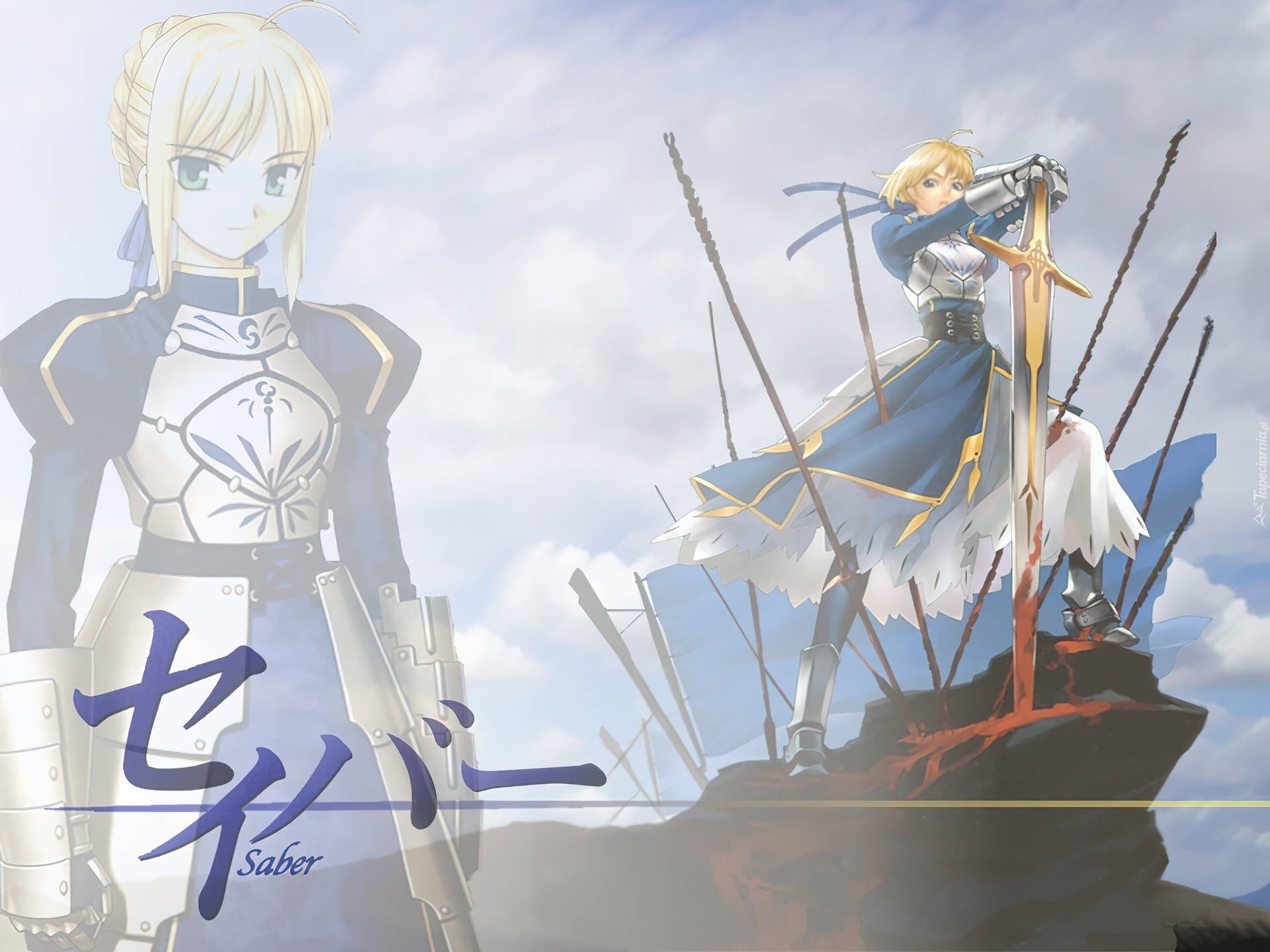 Fate Stay Night, Saber, miecz, kobieta, postać