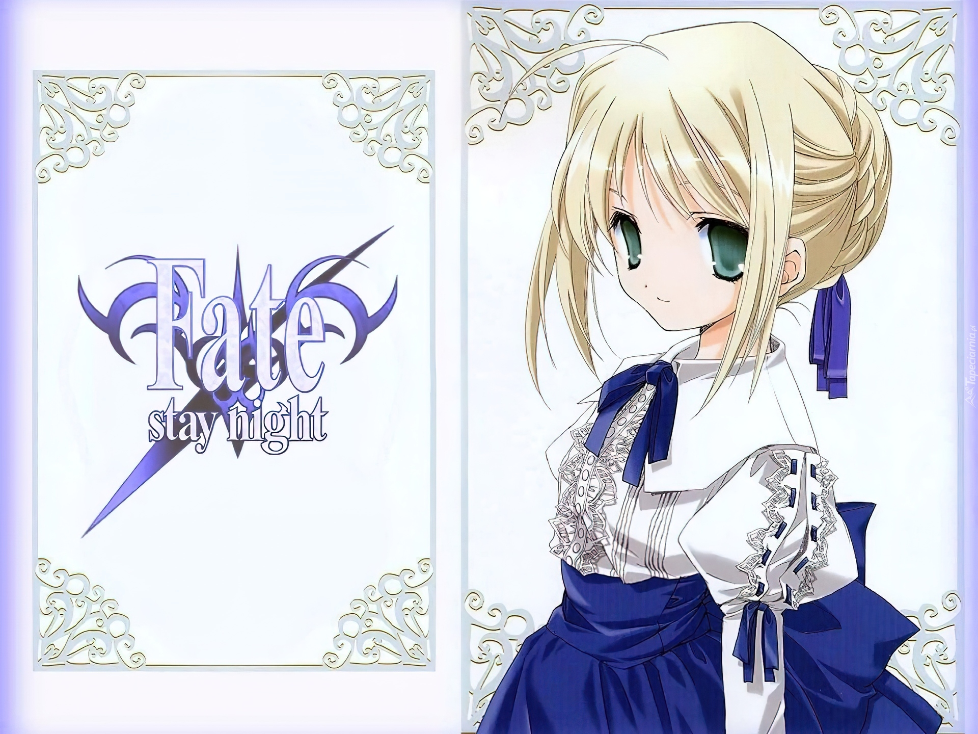 pergola, Fate Stay Night, dzieczyna, ramy, logo, napis