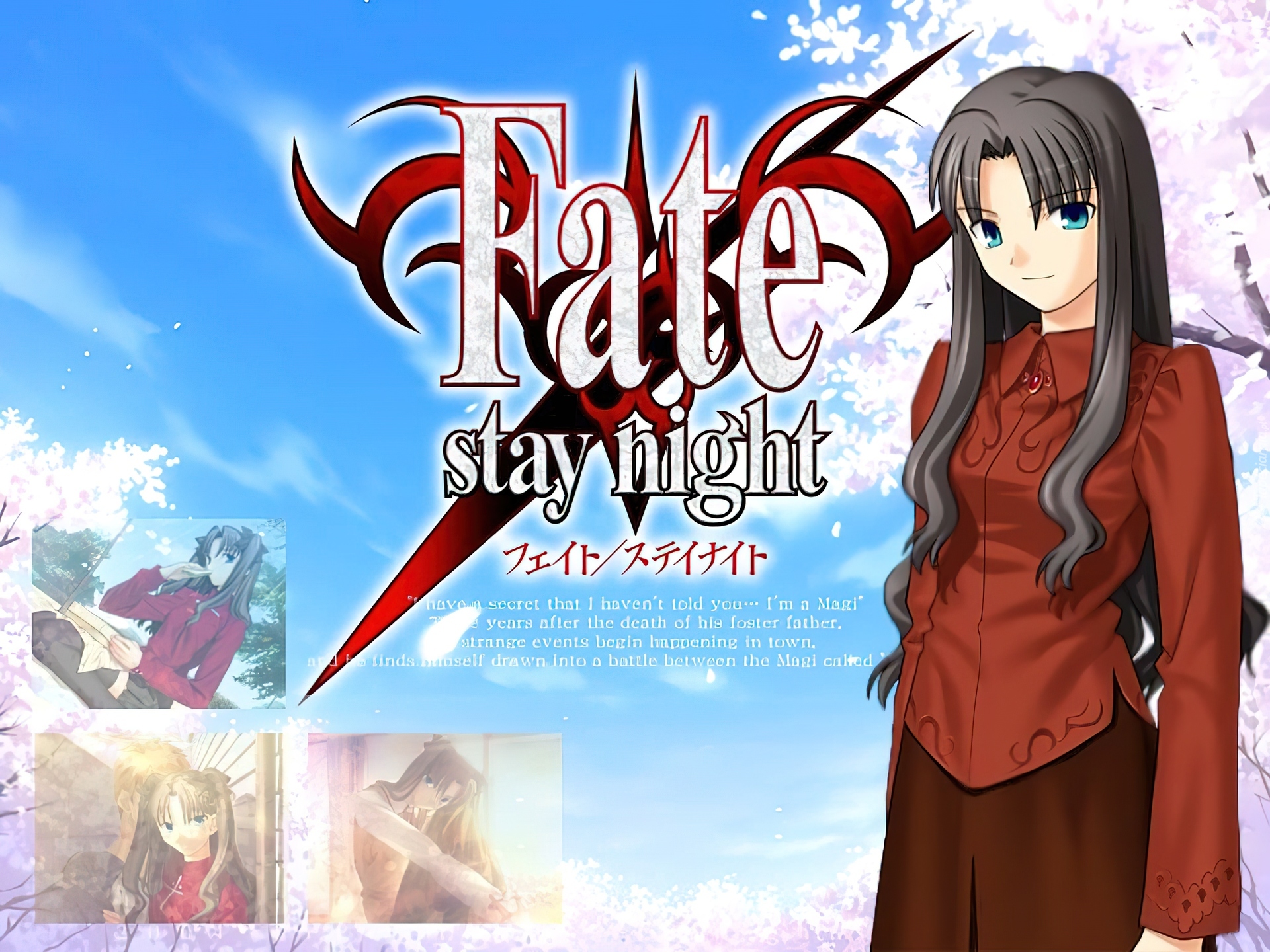 Fate Stay Night, kobieta, zdjęcia, napis, logo