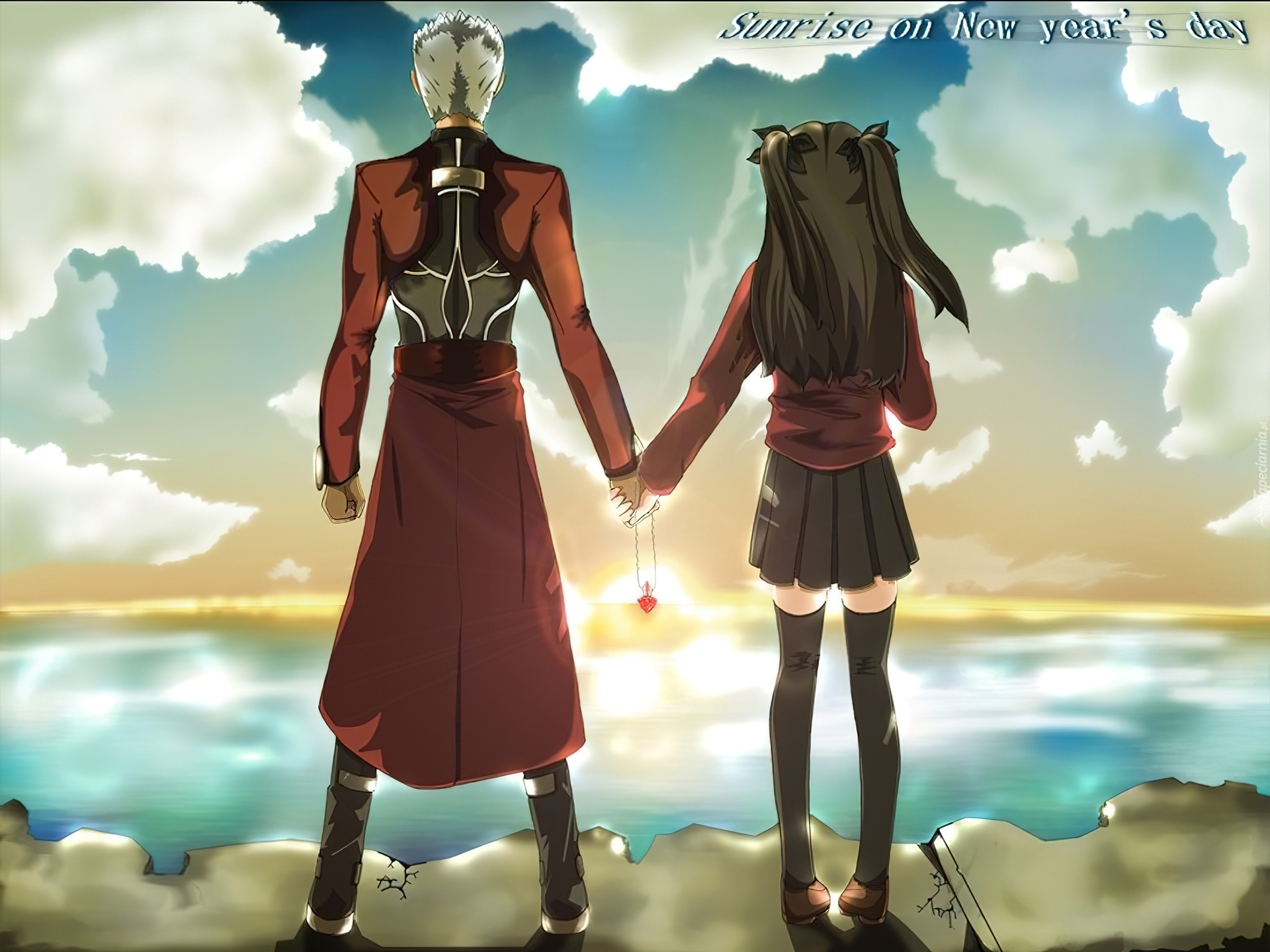 Fate Stay Night, klif, ludzie, para