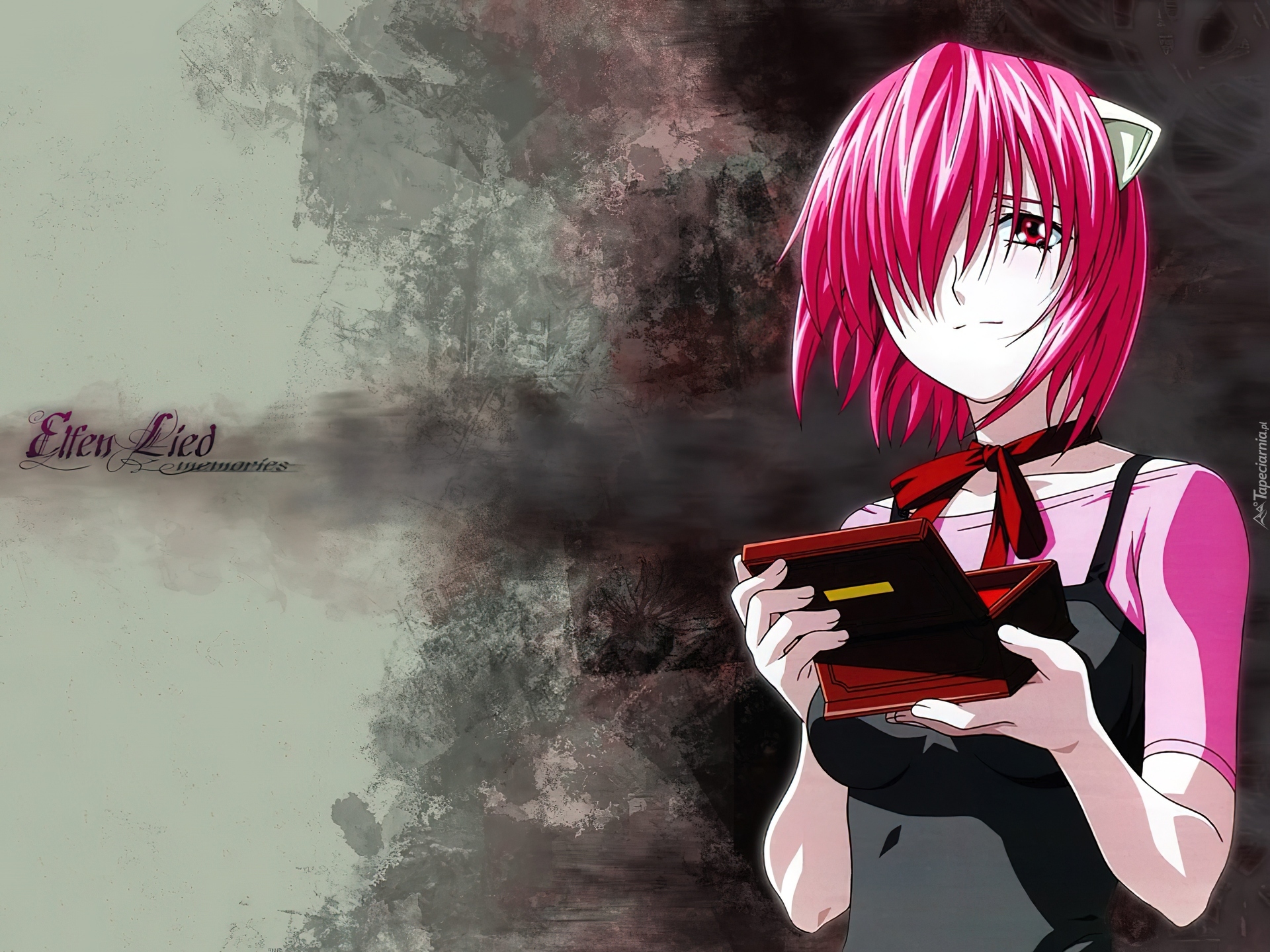 Elfen Lied, pudełko, dziewczynka, szkatułka, apaszka