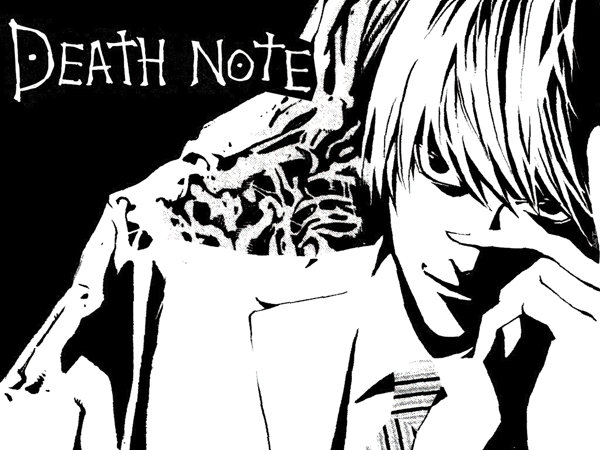 Death Note, szkic, krawat, chłopak