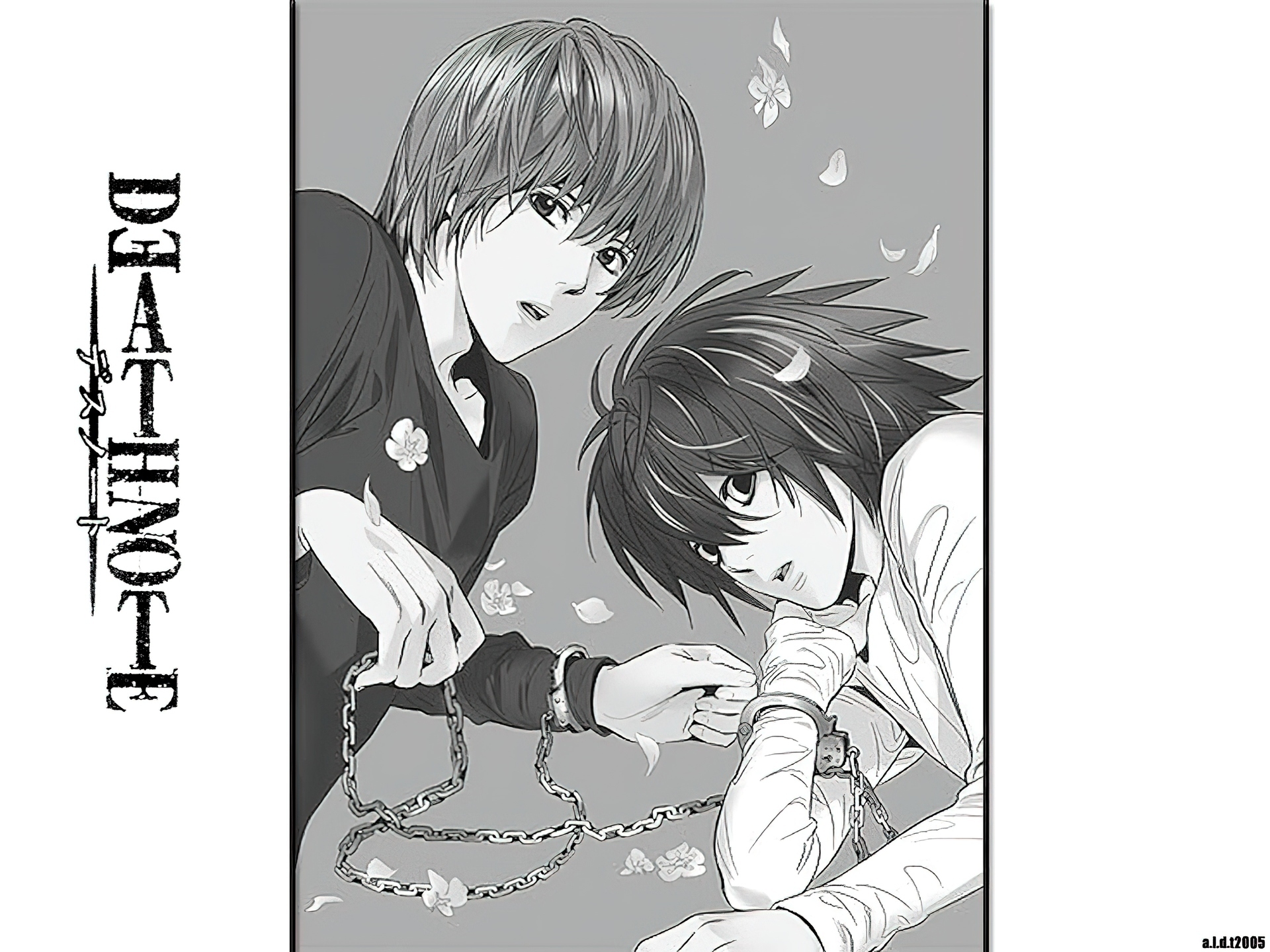 Death Note, kwiaty, łańcuch, przerażenie