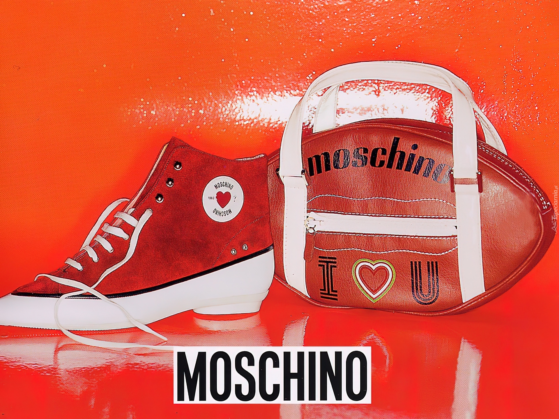 Moschino, torebka, but, czerwone