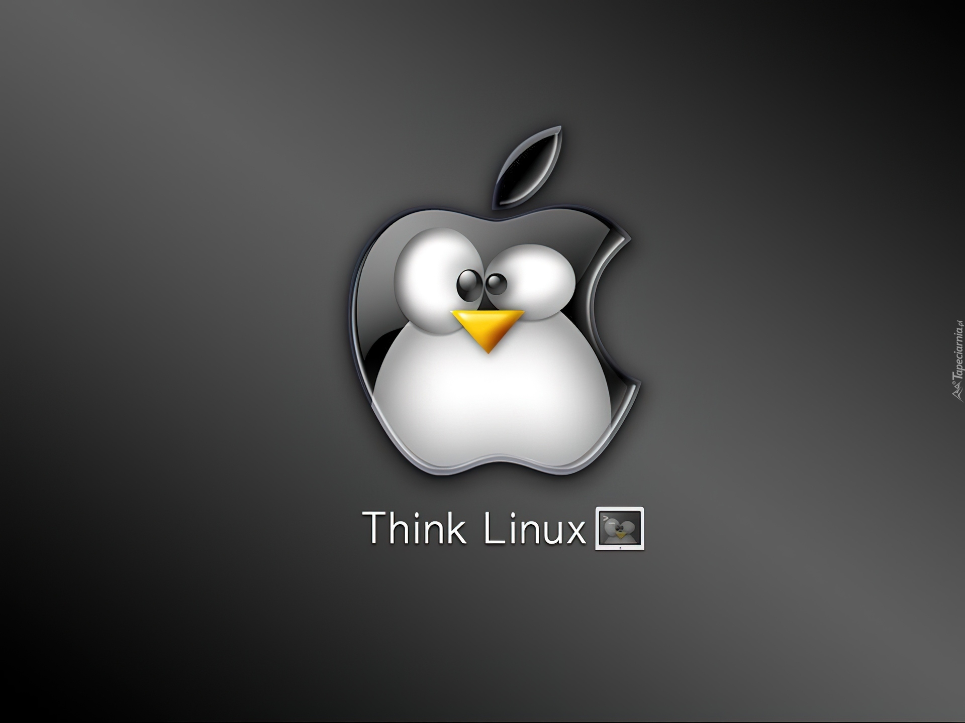 jabłko, Linux, pingwin, grafika