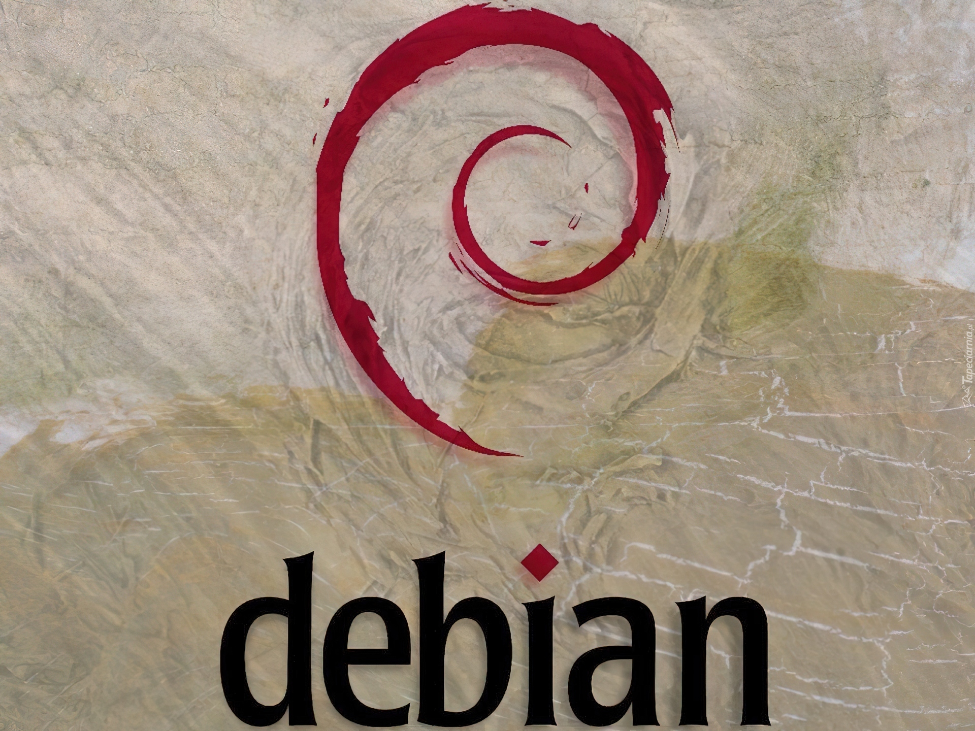 Linux Debian, grafika, ślimak, muszla, zawijas