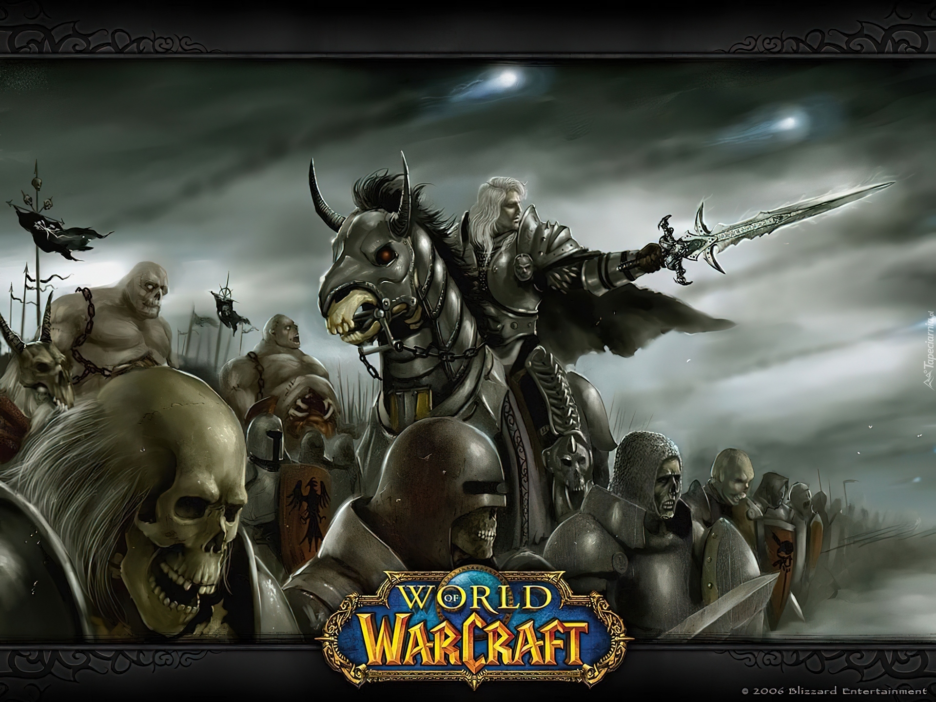 World Of Warcraft, czaszka, wojownik, koń, fantasy