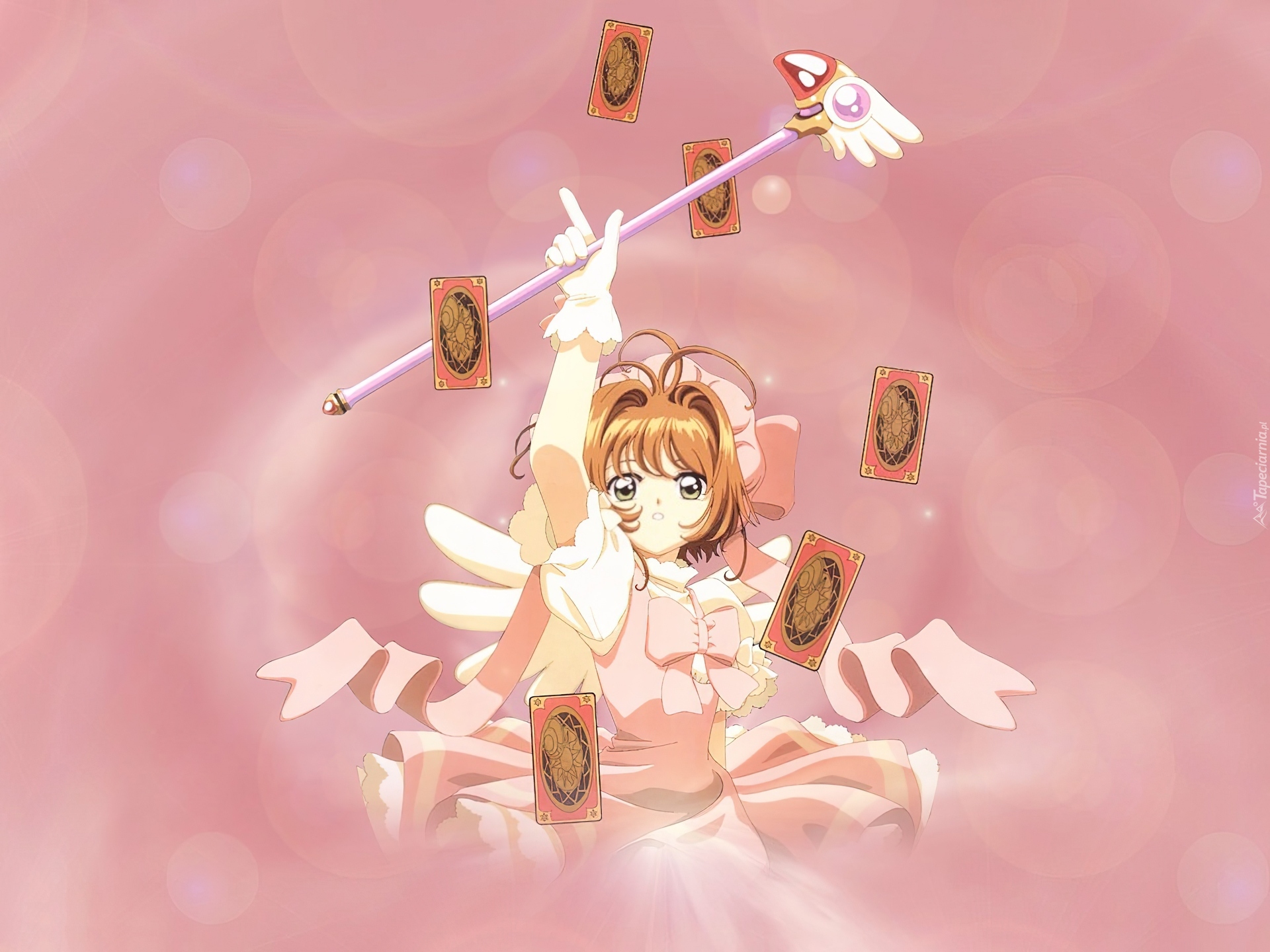 Cardcaptor Sakura, dziewczyna, kij, karty