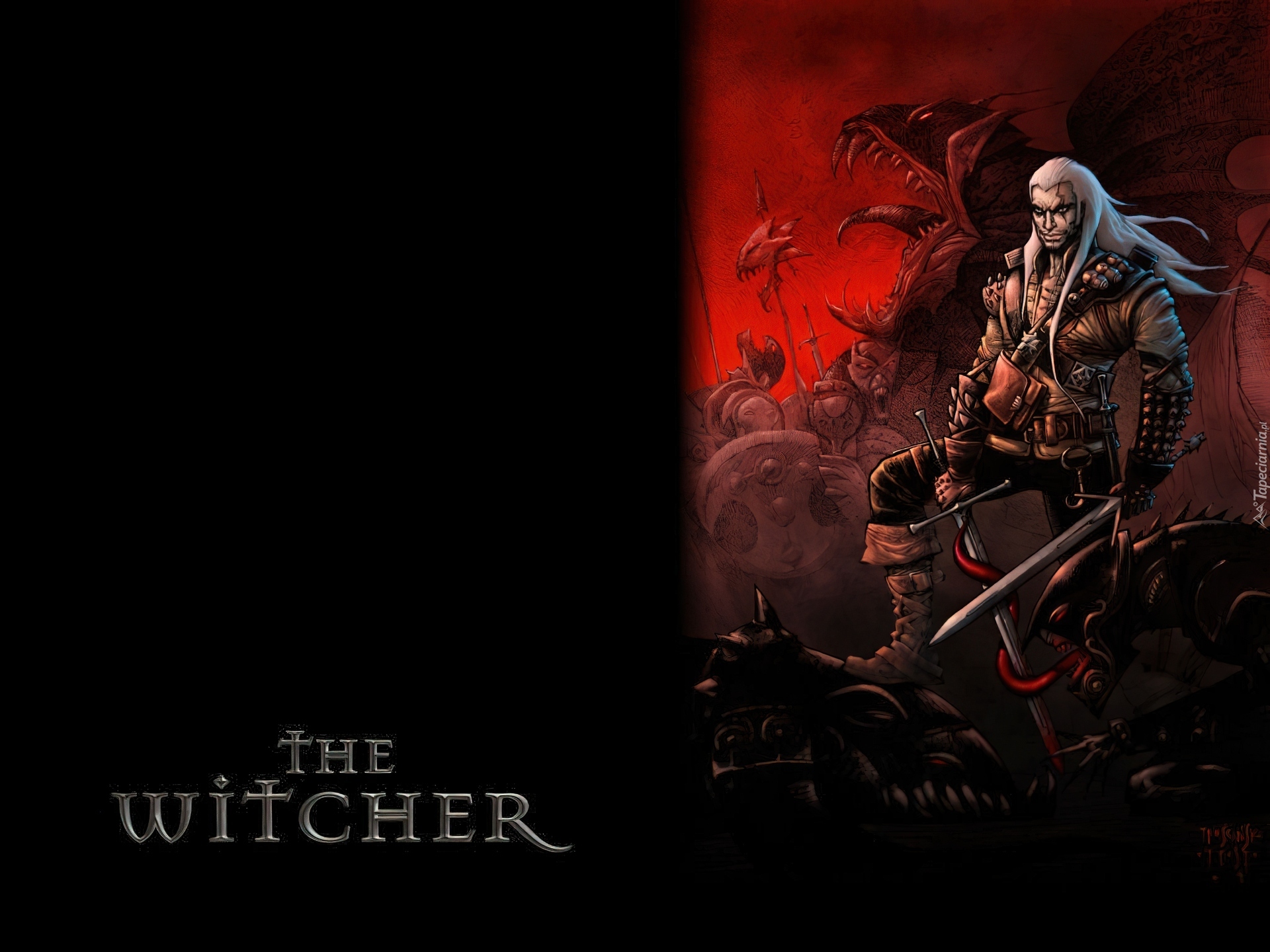 miecz, potwór, mężczyzna, The Witcher