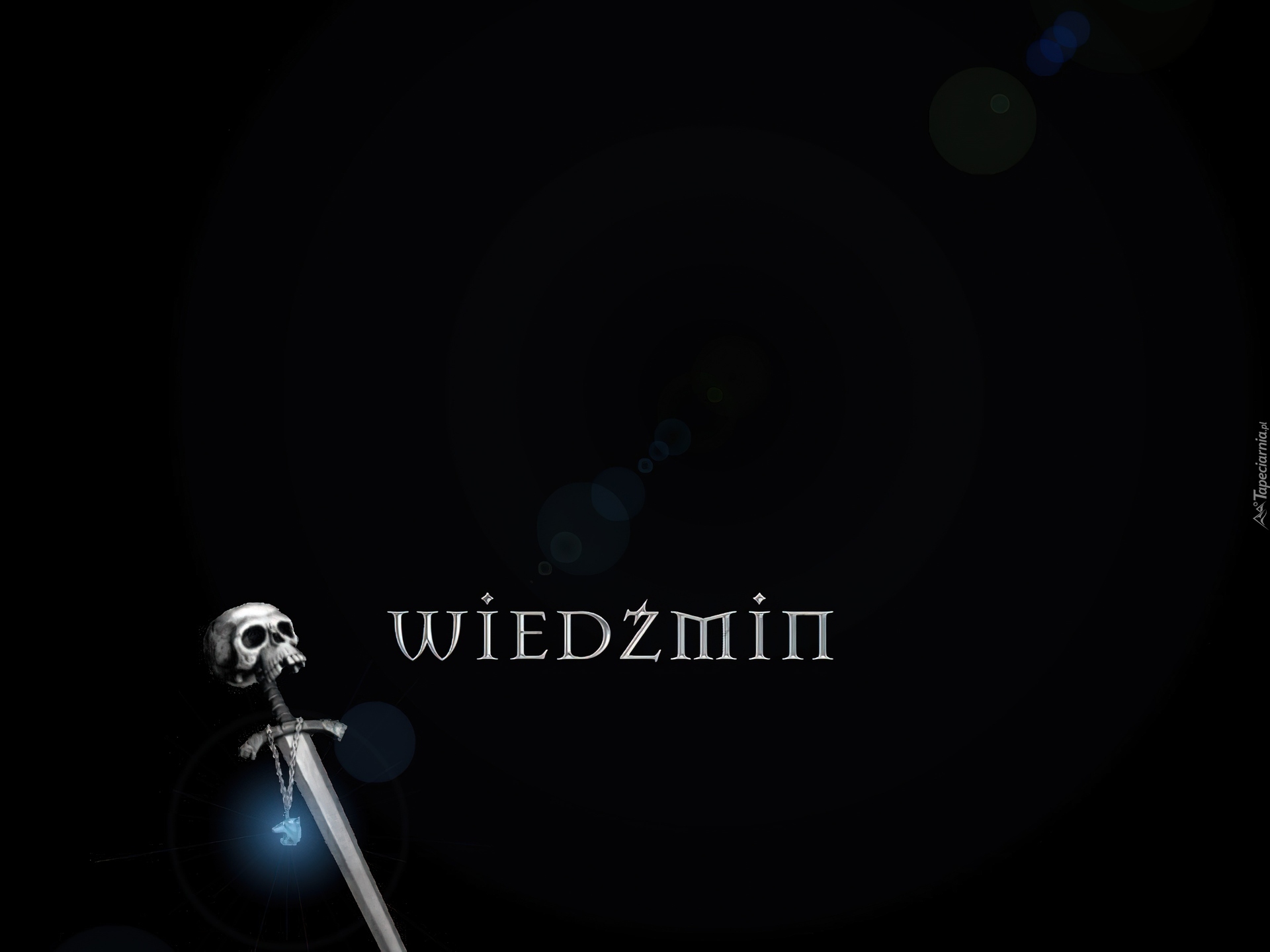 The Witcher, miecz, amulet, czaszka