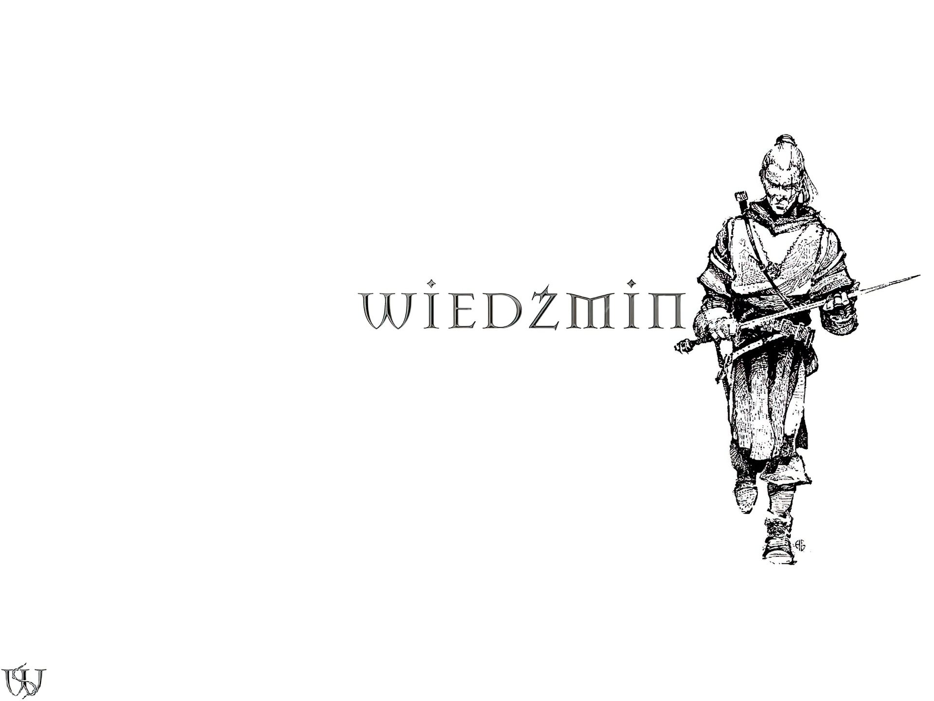 The Witcher, szkic, mężczyzna, miecz