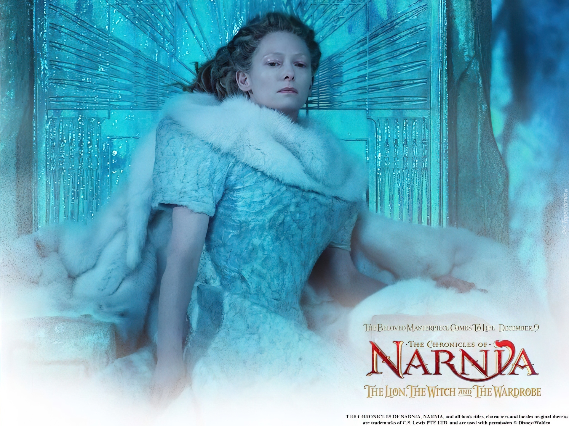 The Chronicles Of Narnia, Tilda Swinton, siedzi, futro, brzydka