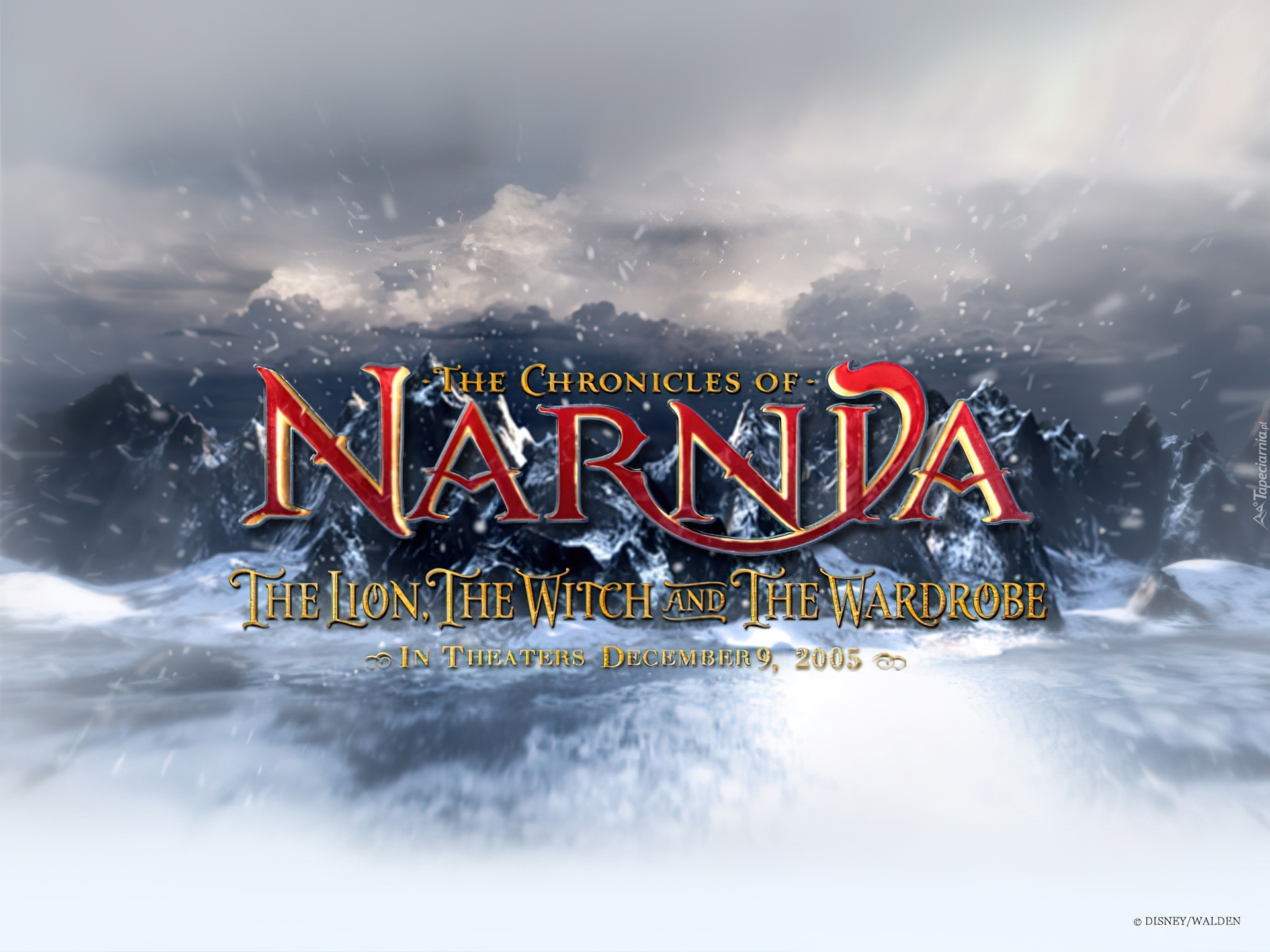 The Chronicles Of Narnia, śnieg, góry, napis