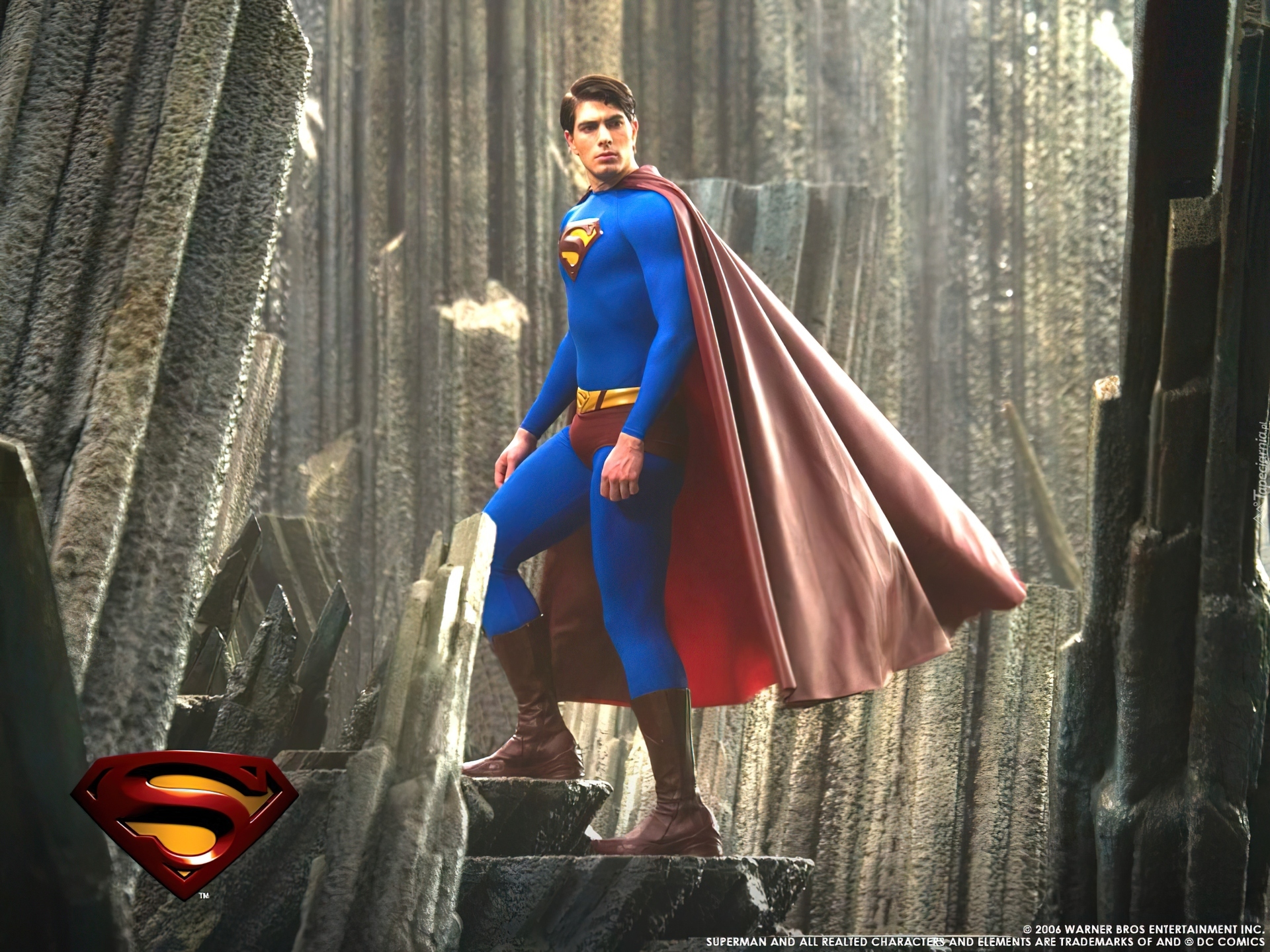 Superman Returns, Brandon Routh, peleryna, beton