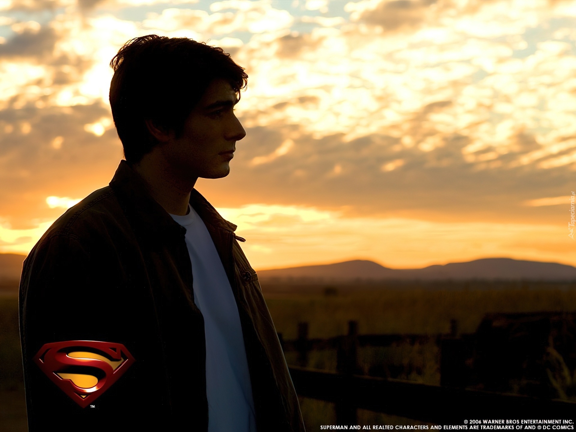 Superman Returns, Brandon Routh, zachód, płot, smutny