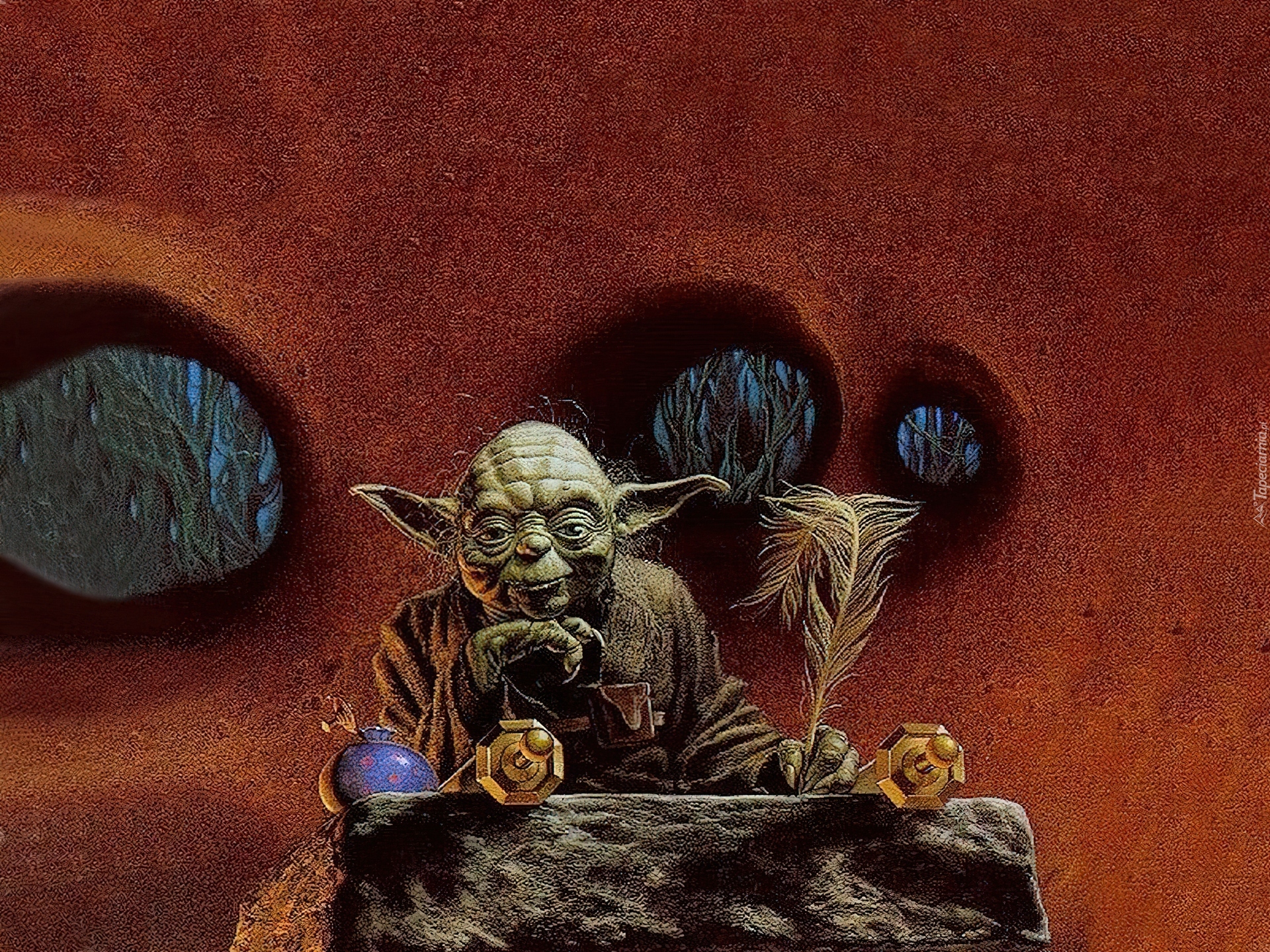 Star Wars, ufoludek, siedzi, pióro