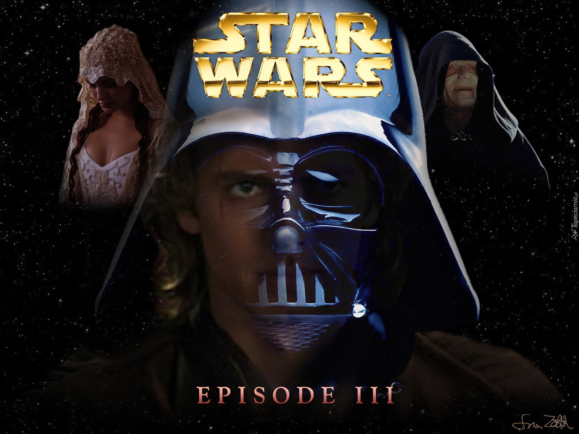 Star Wars Episode 3, Hayden Christensen, maska, napis, Natalie Portman, gwiazdy