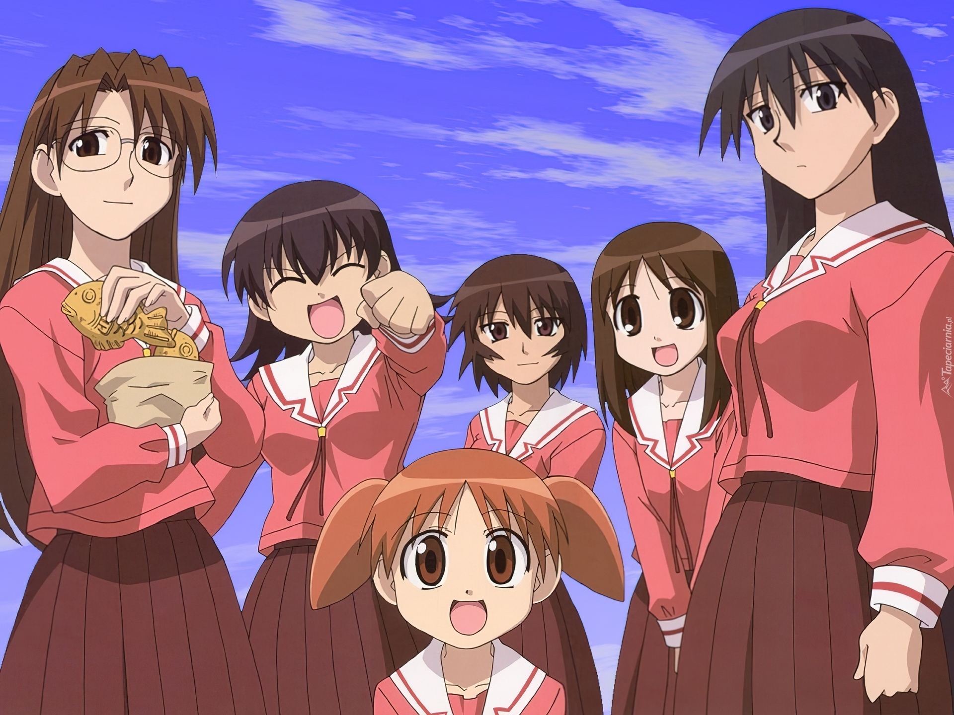 Azumanga Daioh, dziewczyny, rybka, mundurki