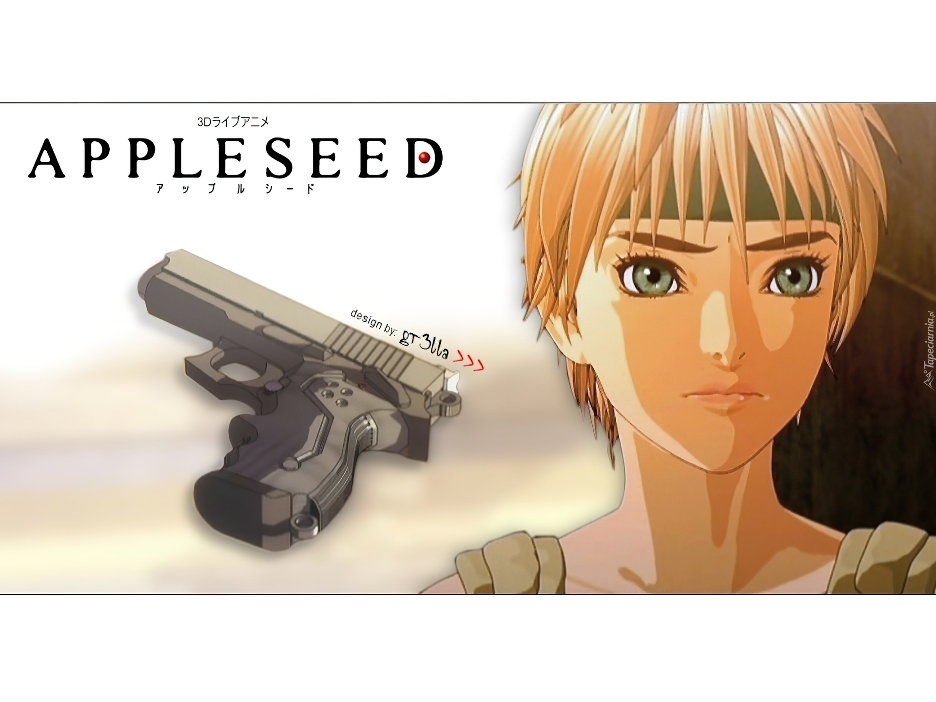 Appleseed, pistolet, twarz